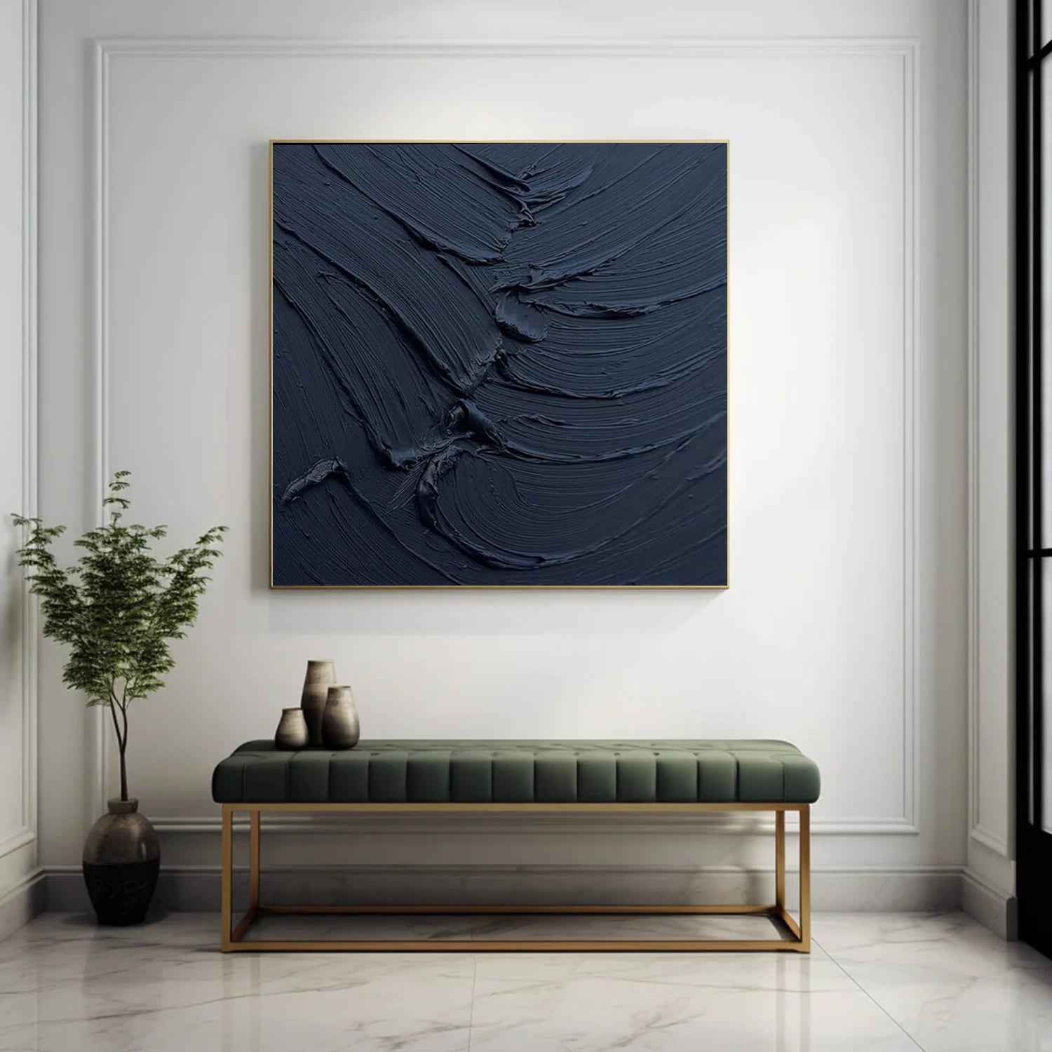 Black and Blue Minimalist Textured Wall Art #MW015