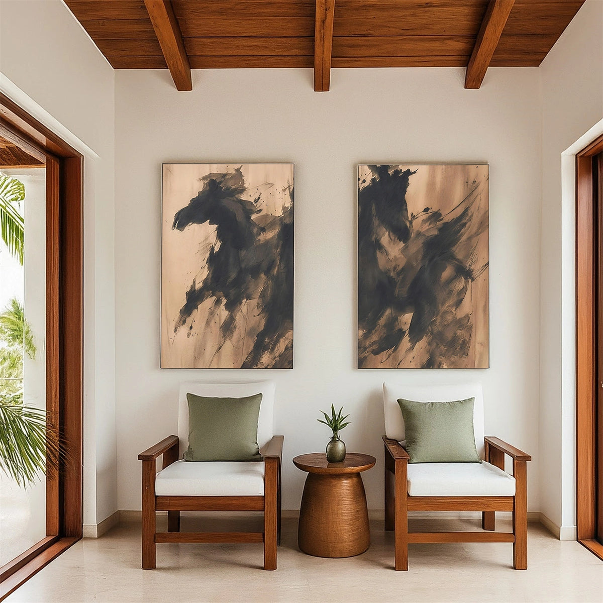 Abstract Animal Horse Wall Art Set of 2 #AN029
