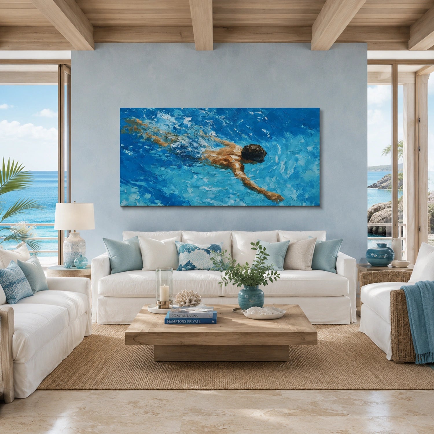 Swimming Sports Textured Wall Art #SC034