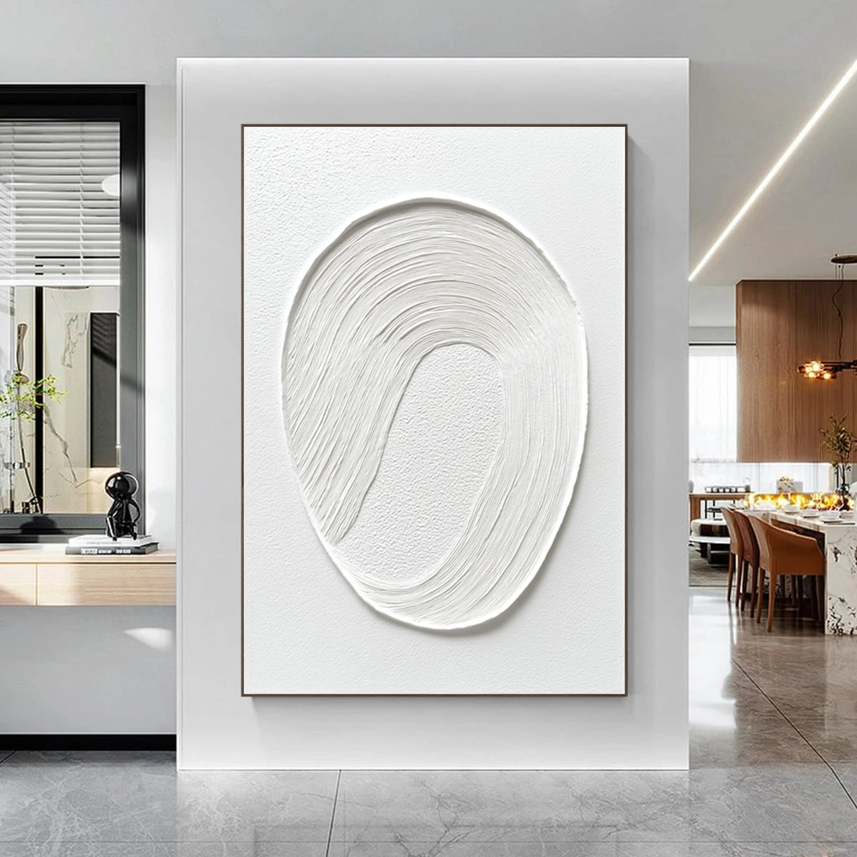 White Minimalist Textured Wall Art #MW014