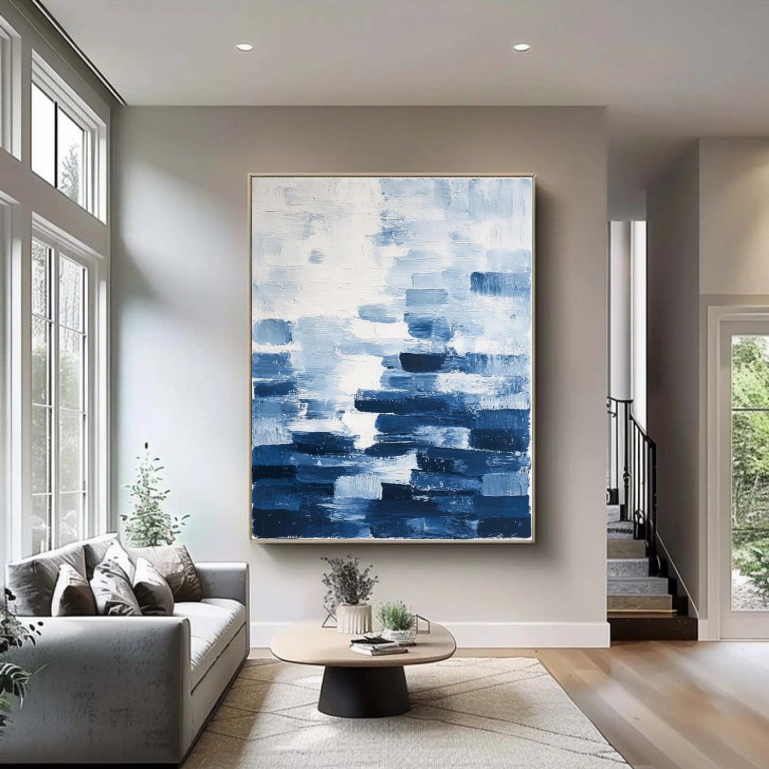 Blue Abstract Textured Wall Art #AW038