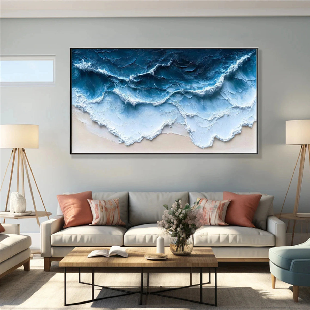 Abstract Ocean And Sky Textured Wall Art #OS137