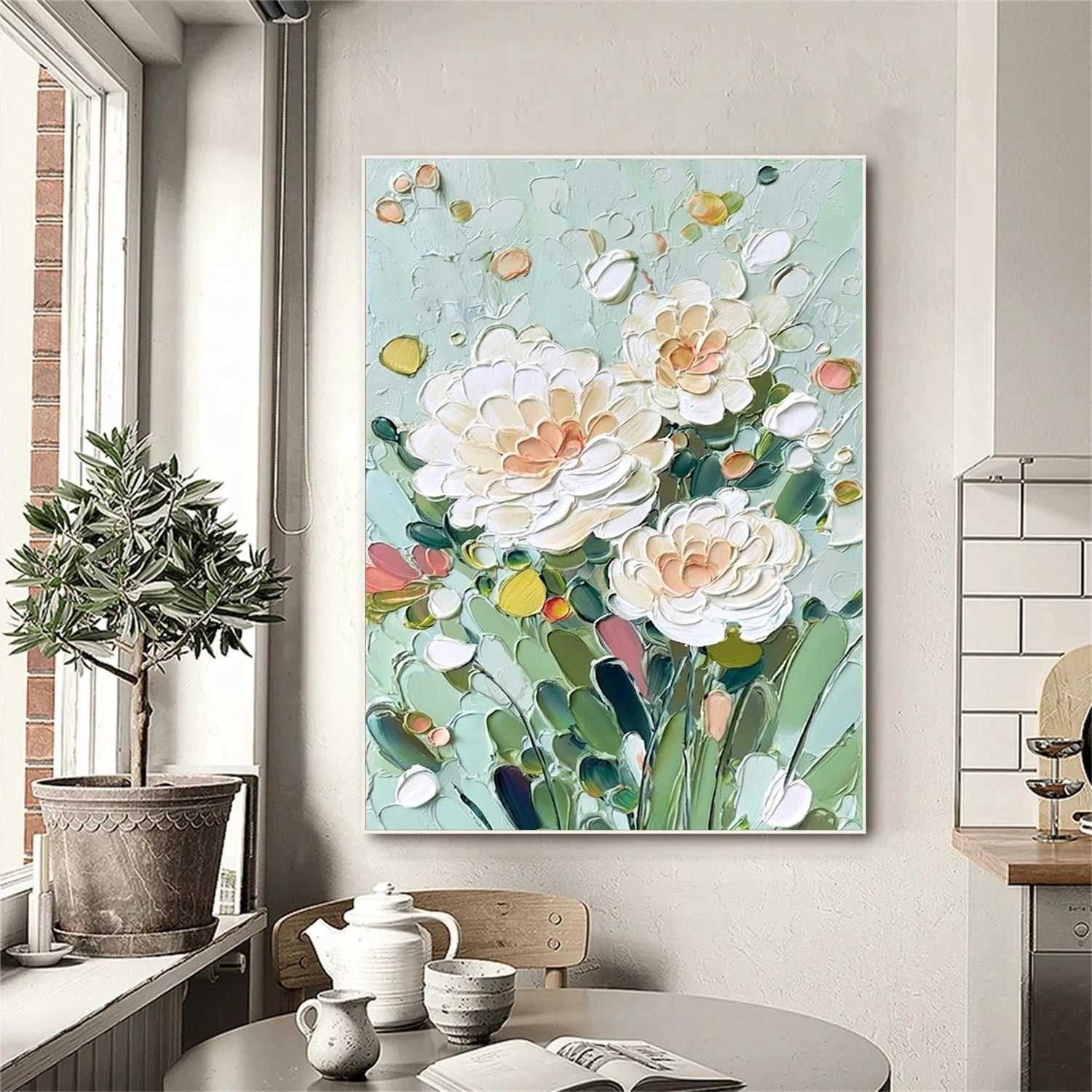 Abstract Flower And Tree Textured Wall Art #FT044
