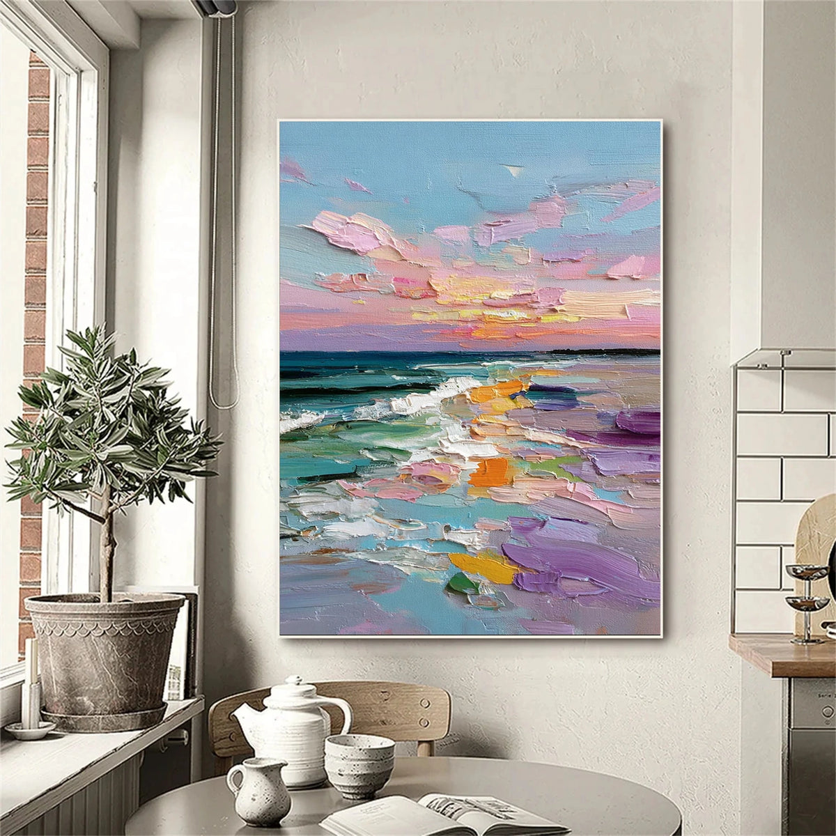 Abstract Ocean And Sky Textured Wall Art #OS031
