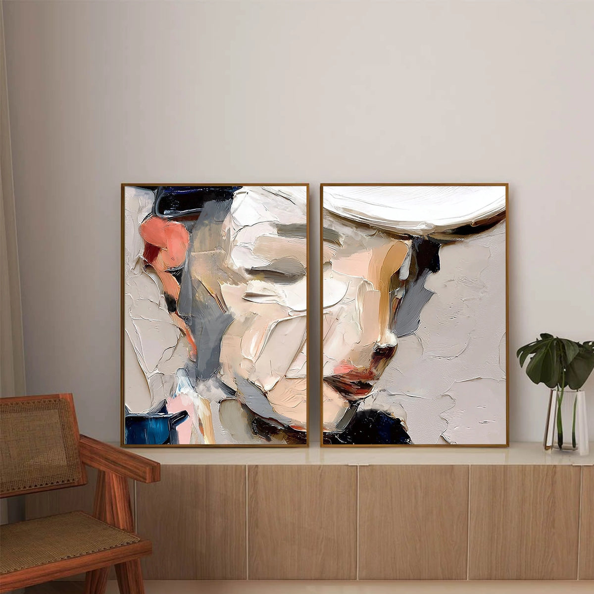 Abstract Portrait Textured Wall Art Set of 2 #LA018