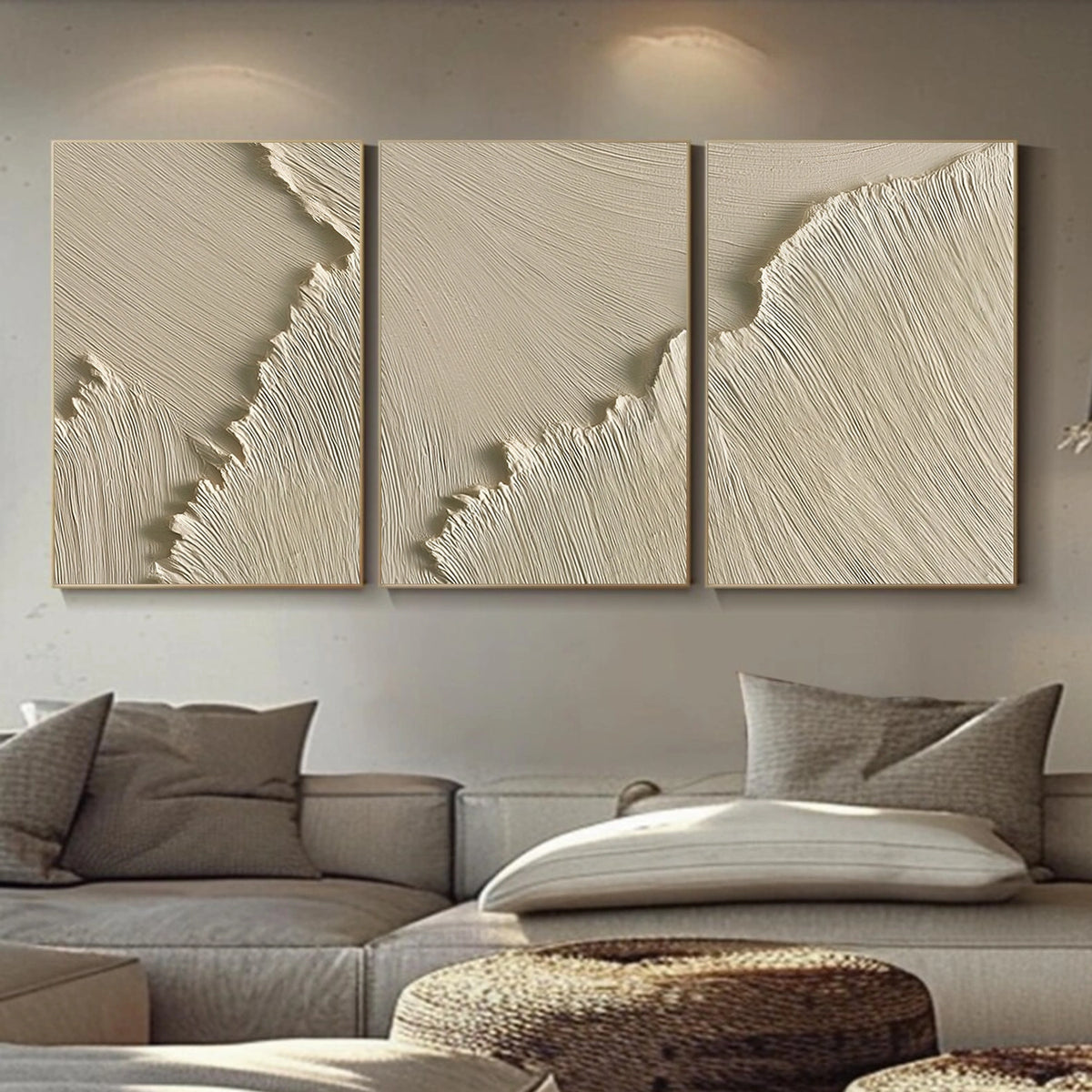 Beige Minimalist Textured Wall Art Set of 3 #MW030
