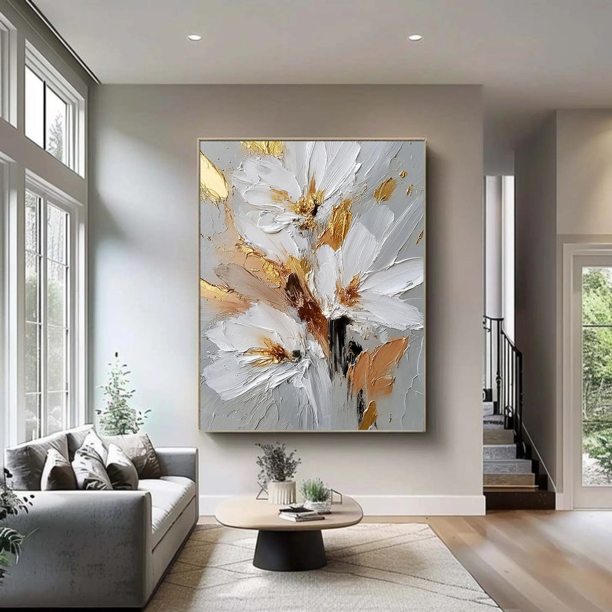 Abstract Flower And Tree Textured Wall Art #FT012