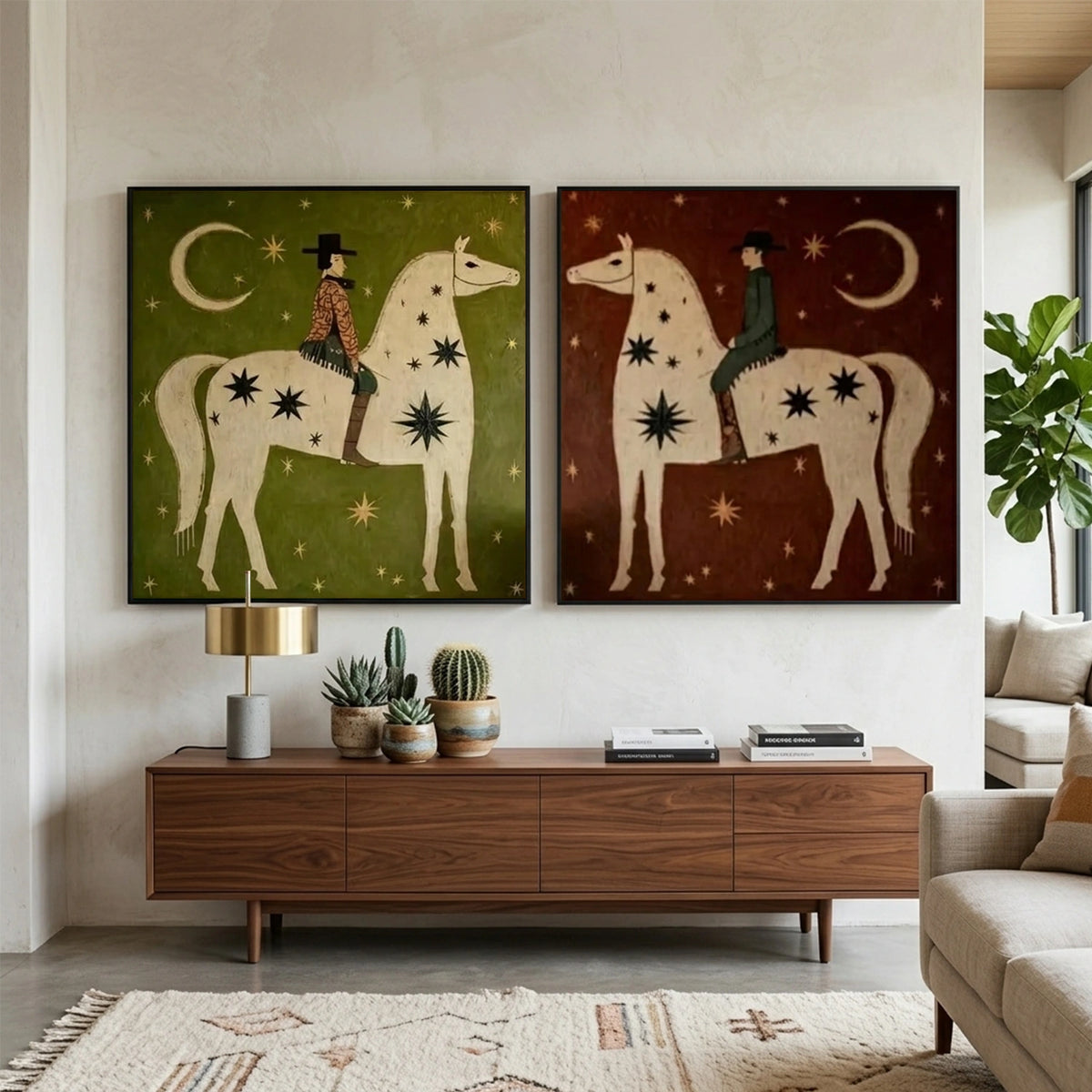 Western Cowboy Wall Art Square Set of 2 #AC062