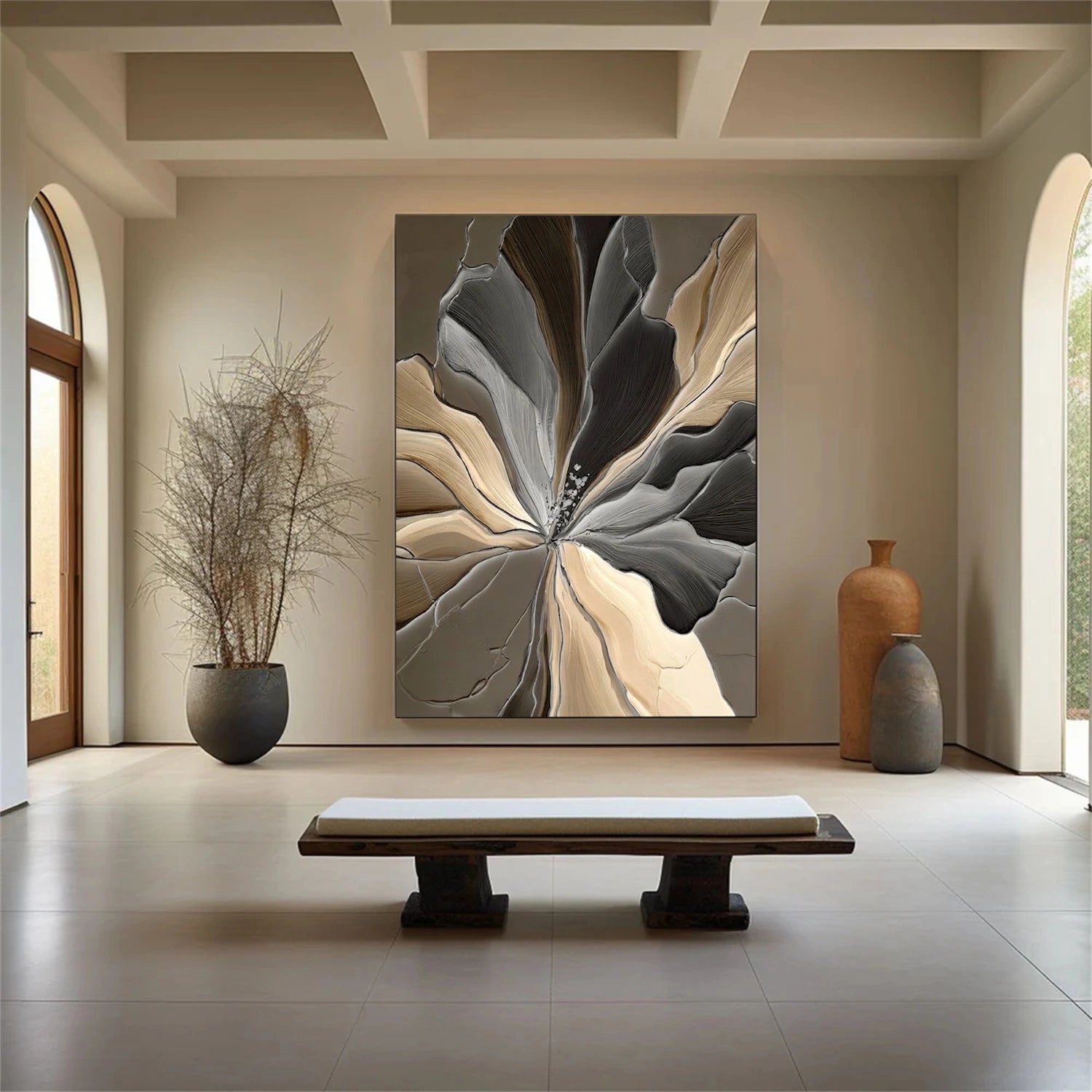 Abstract Flower And Tree Textured Wall Art #FT046