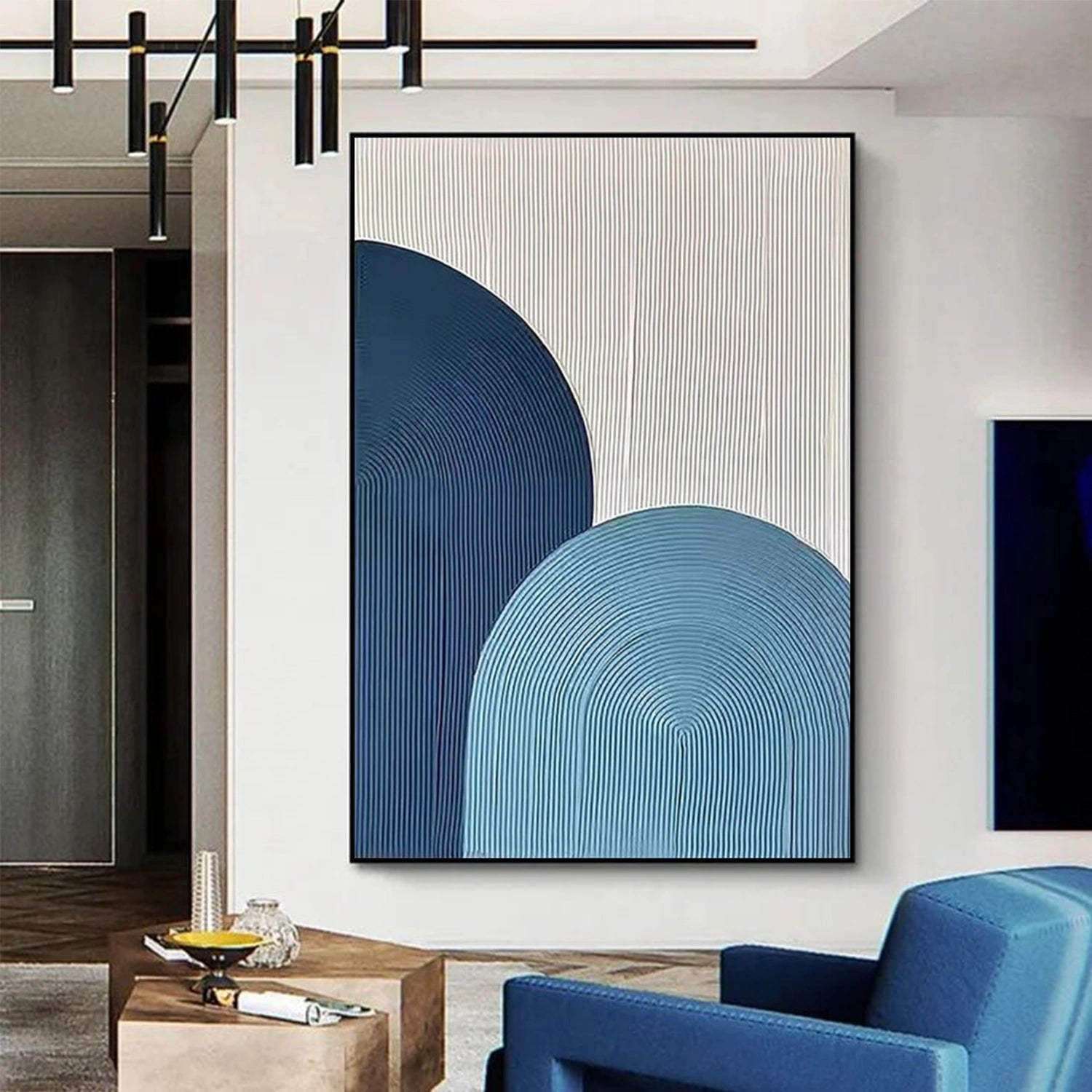 Blue Minimalist Textured Wall Art #MW007