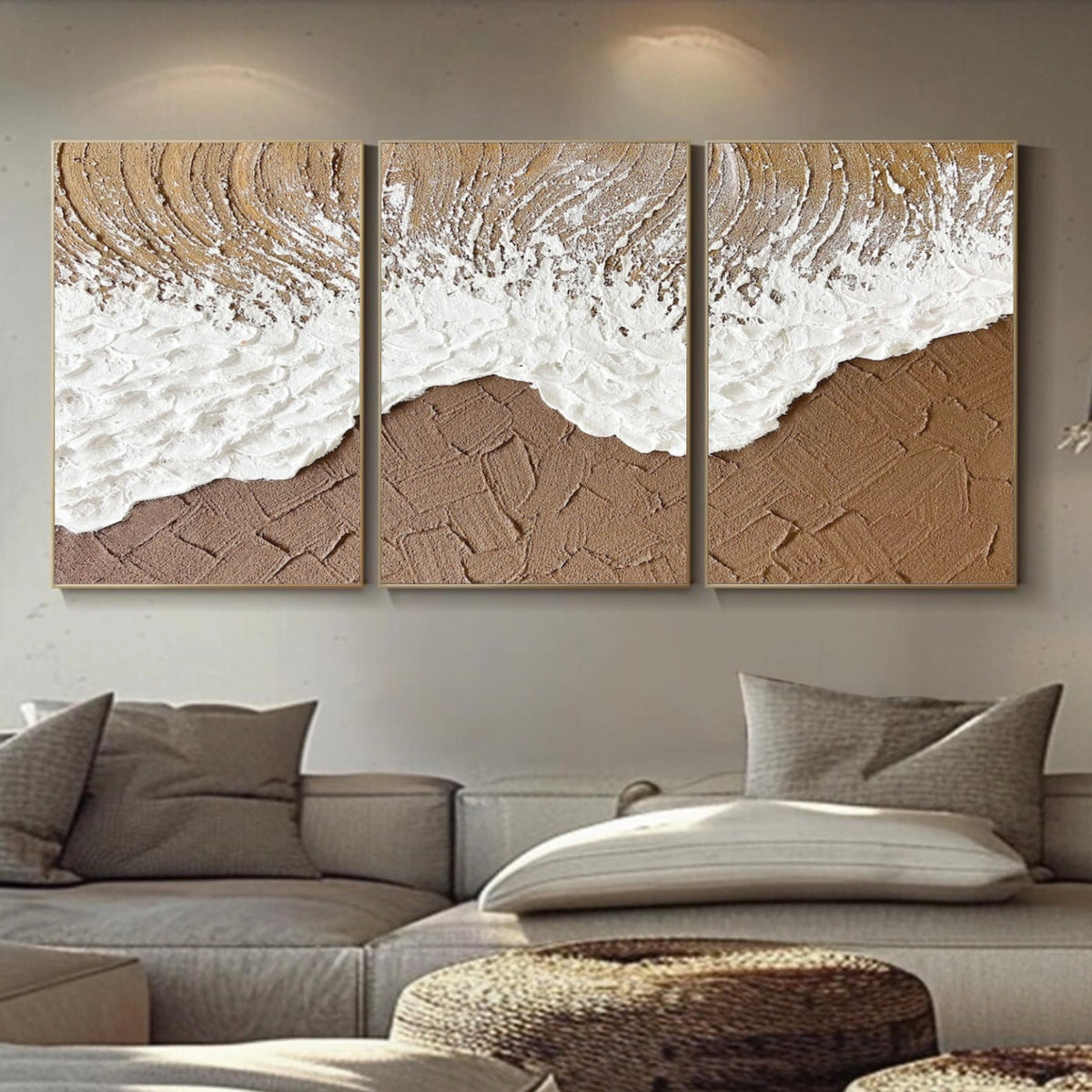 Abstract Ocean And Sky Textured Wall Art Set of 3 #OS139