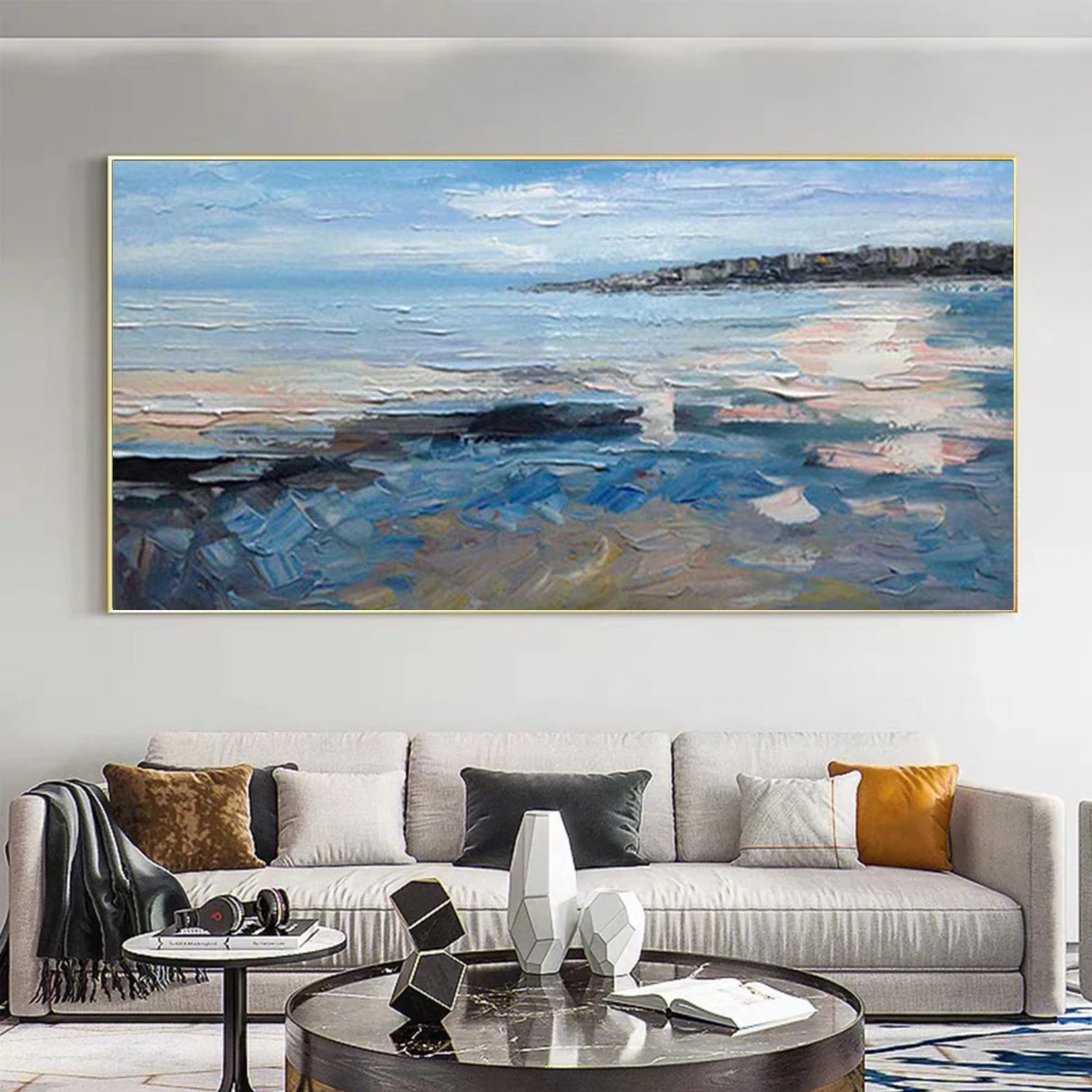 Abstract Ocean And Sky Textured Wall Art #OS059