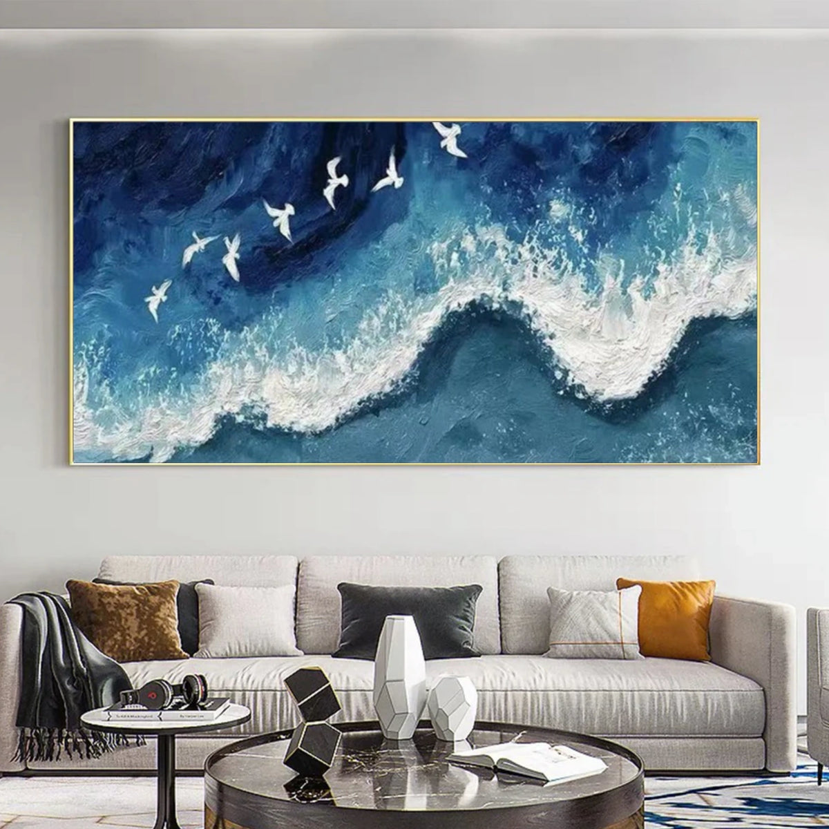 Abstract Ocean And Sky Textured Wall Art #OS135