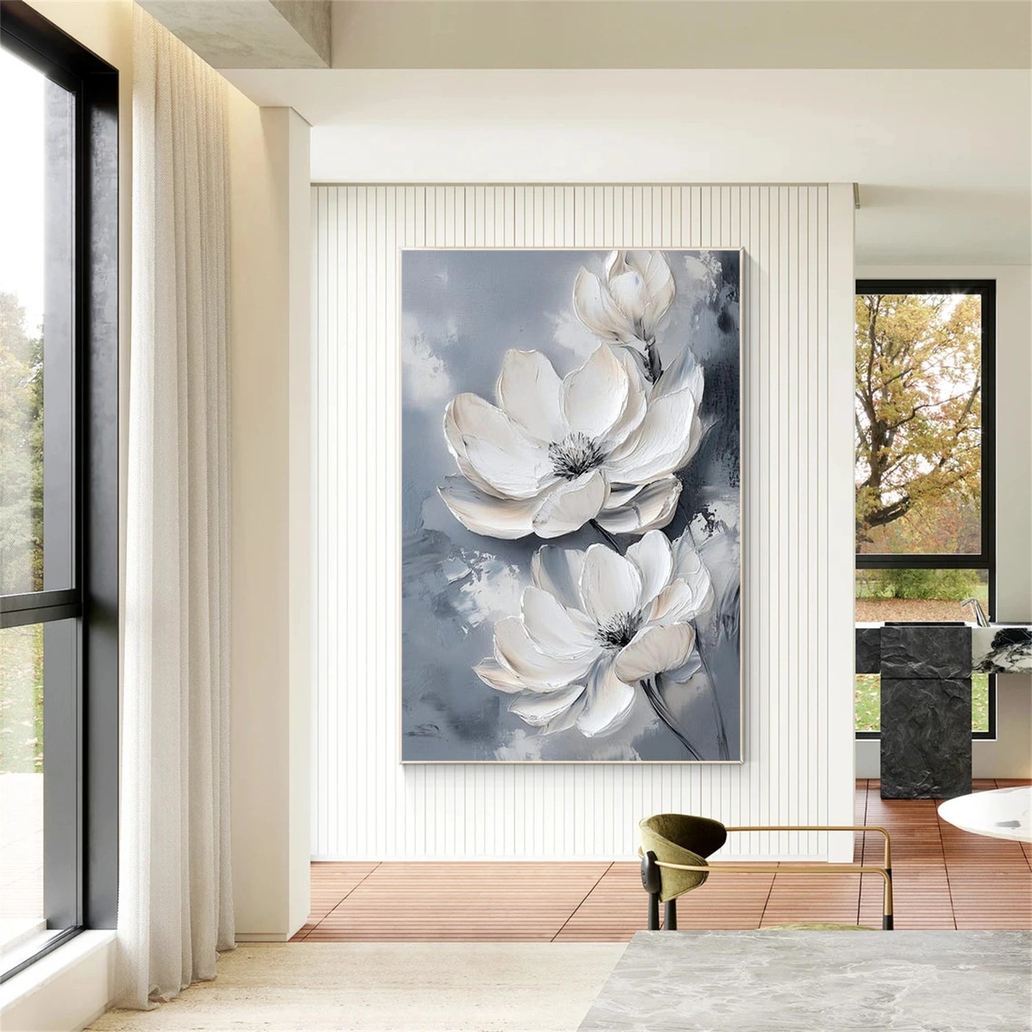 Abstract Flower And Tree Textured Wall Art #FT027