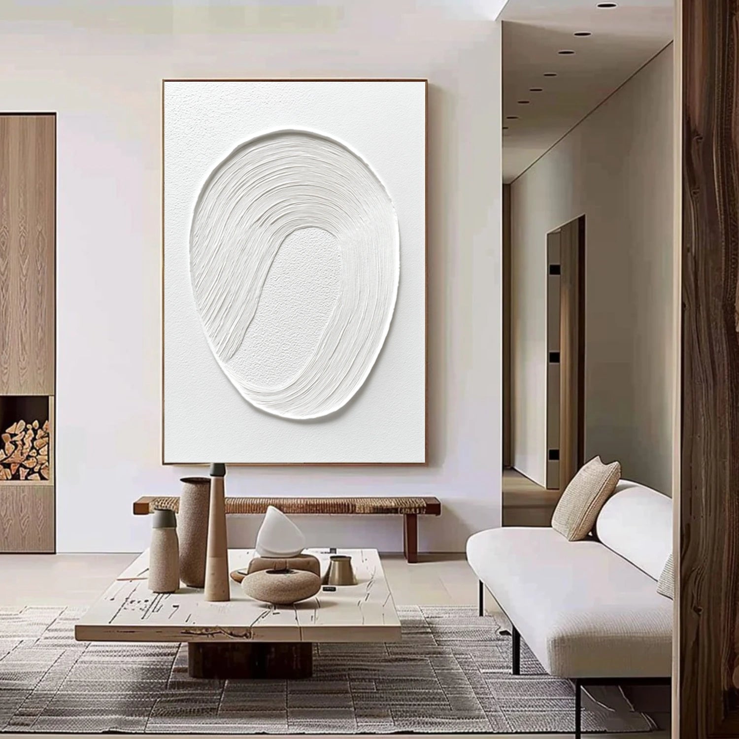 White Minimalist Textured Wall Art #MW014