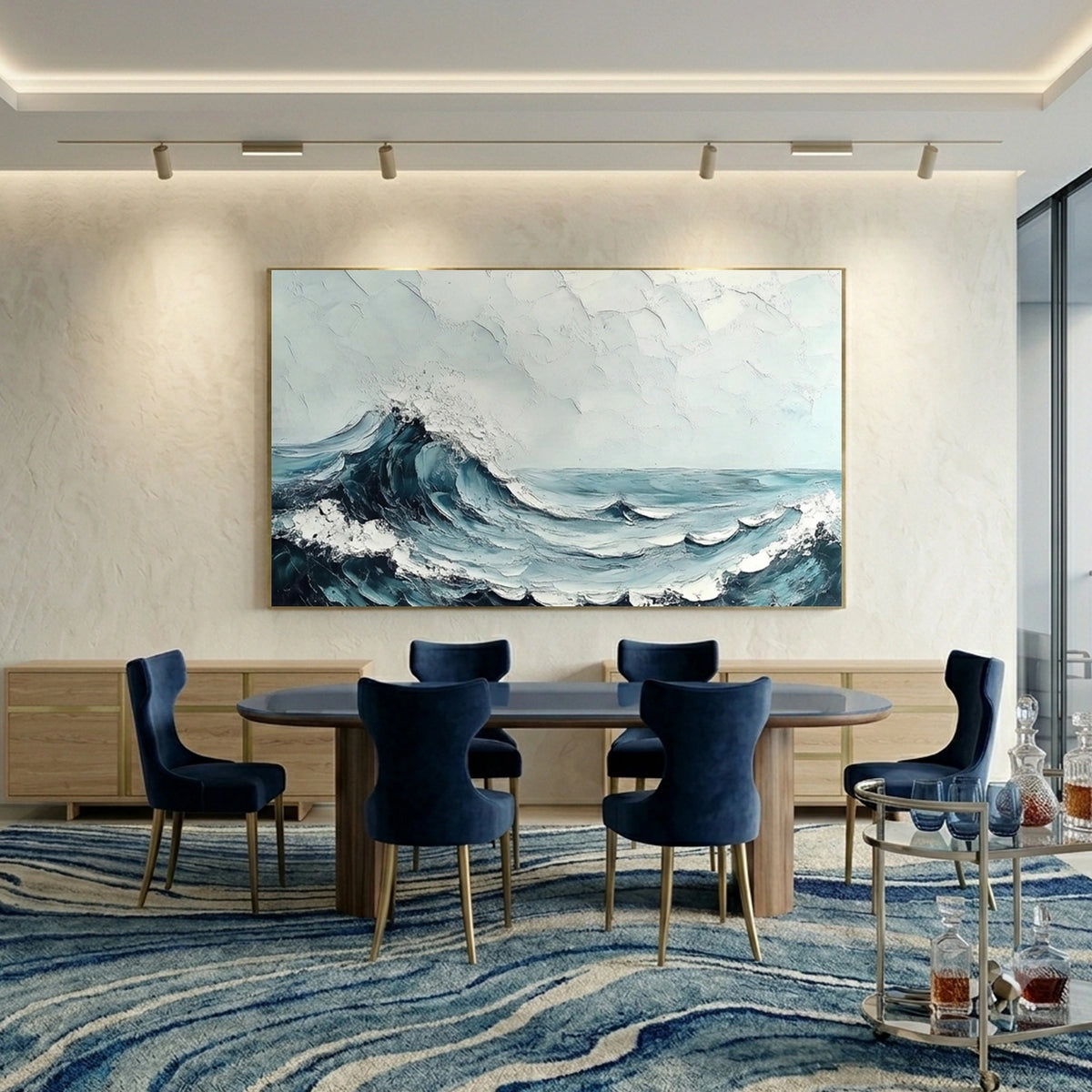 Abstract Ocean And Sky Textured Wall Art #OS061