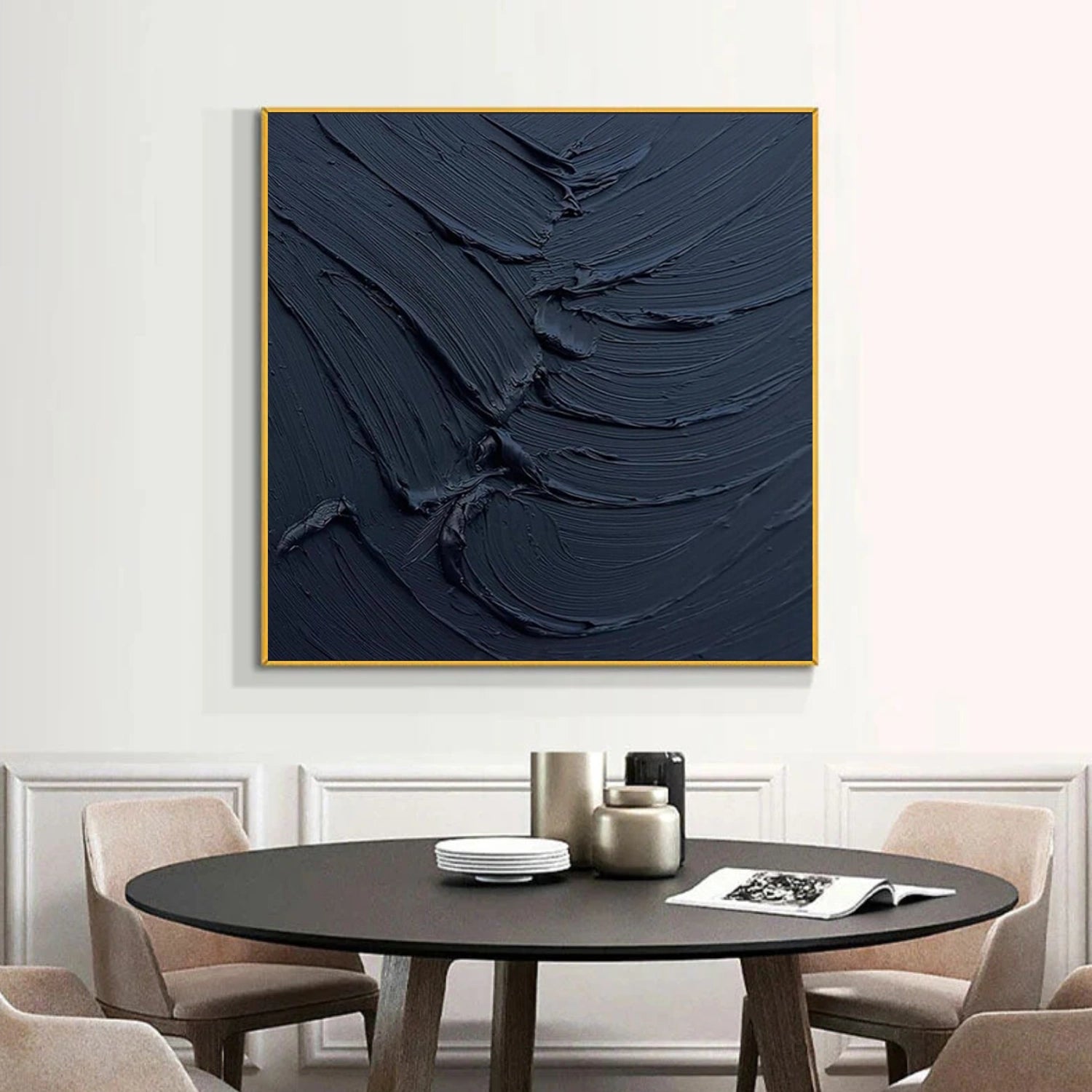 Black and Blue Minimalist Textured Wall Art #MW015