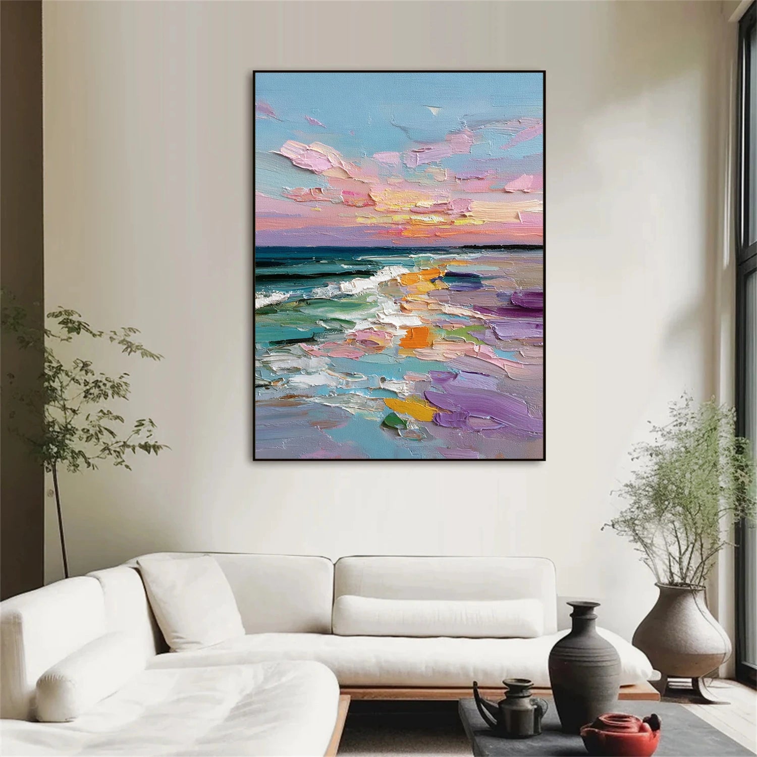 Abstract Ocean And Sky Textured Wall Art #OS031