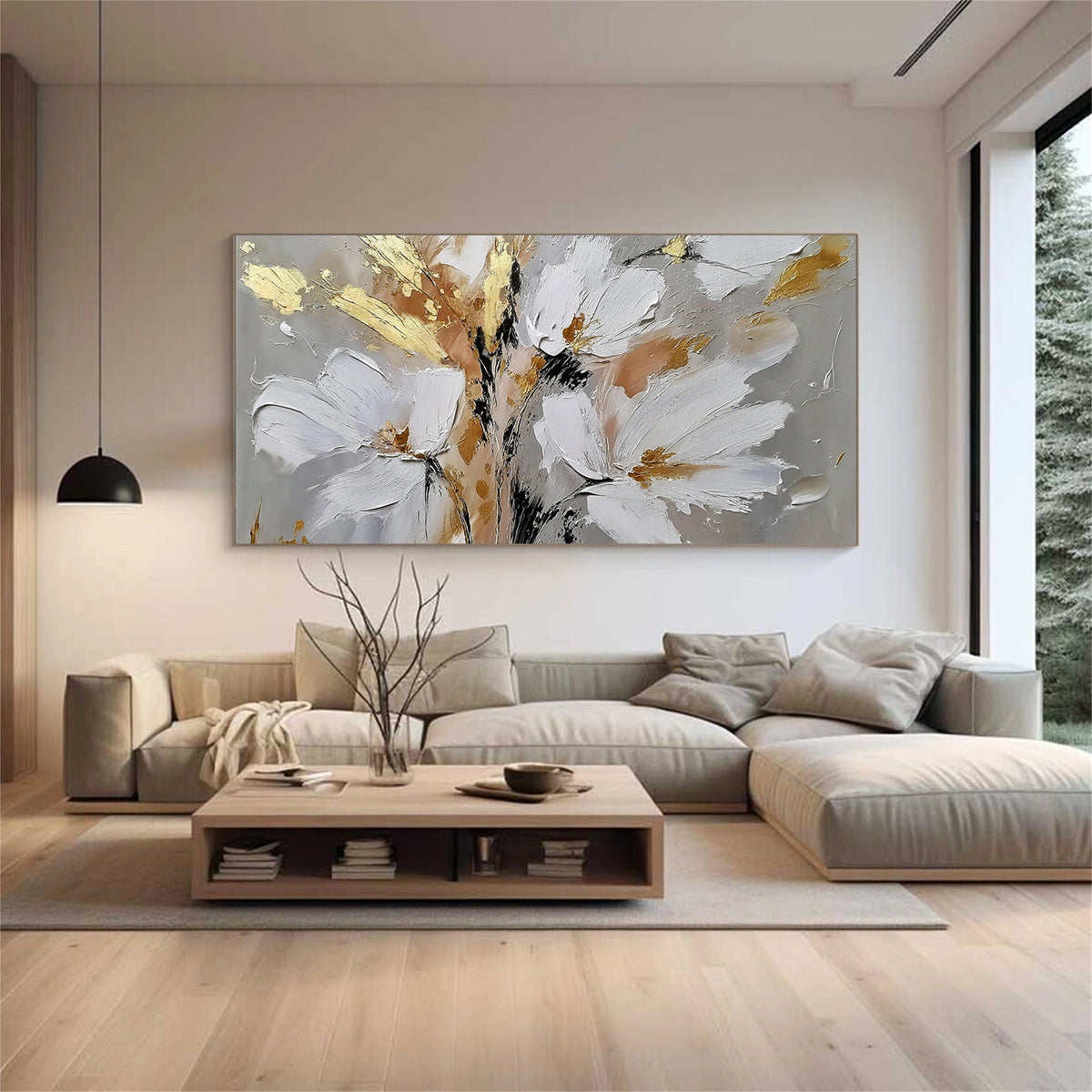 Abstract Flower And Tree Textured Wall Art #FT011