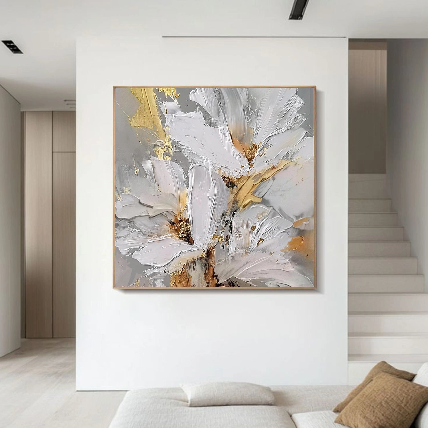 Green Abstract Flower And Tree Textured Wall Art #FT013
