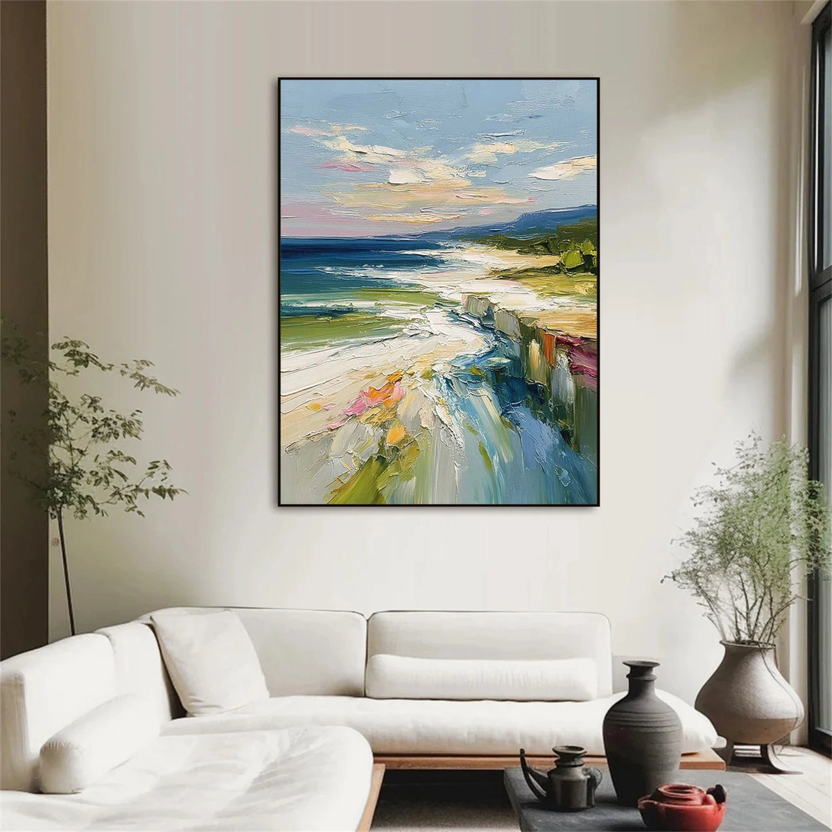 Abstract Ocean And Sky Textured Wall Art #OS030