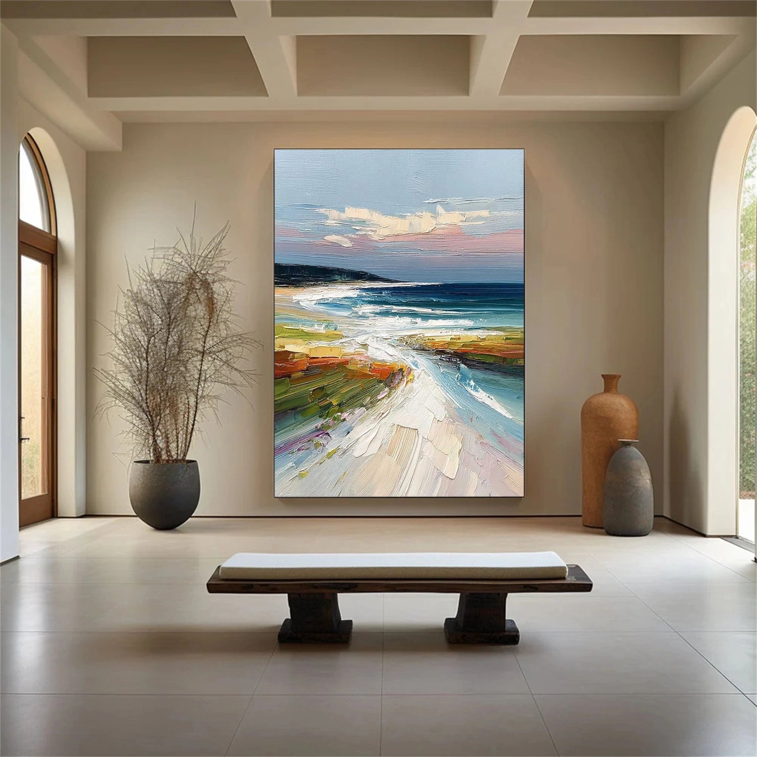 Abstract Ocean And Sky Textured Wall Art #OS032