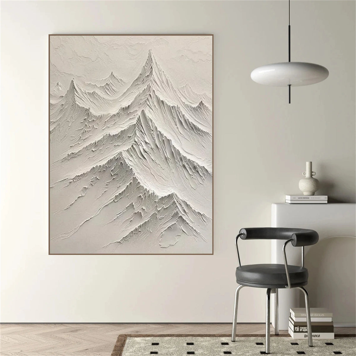 Beige Minimalist Mountain Textured Wall Art #MM041