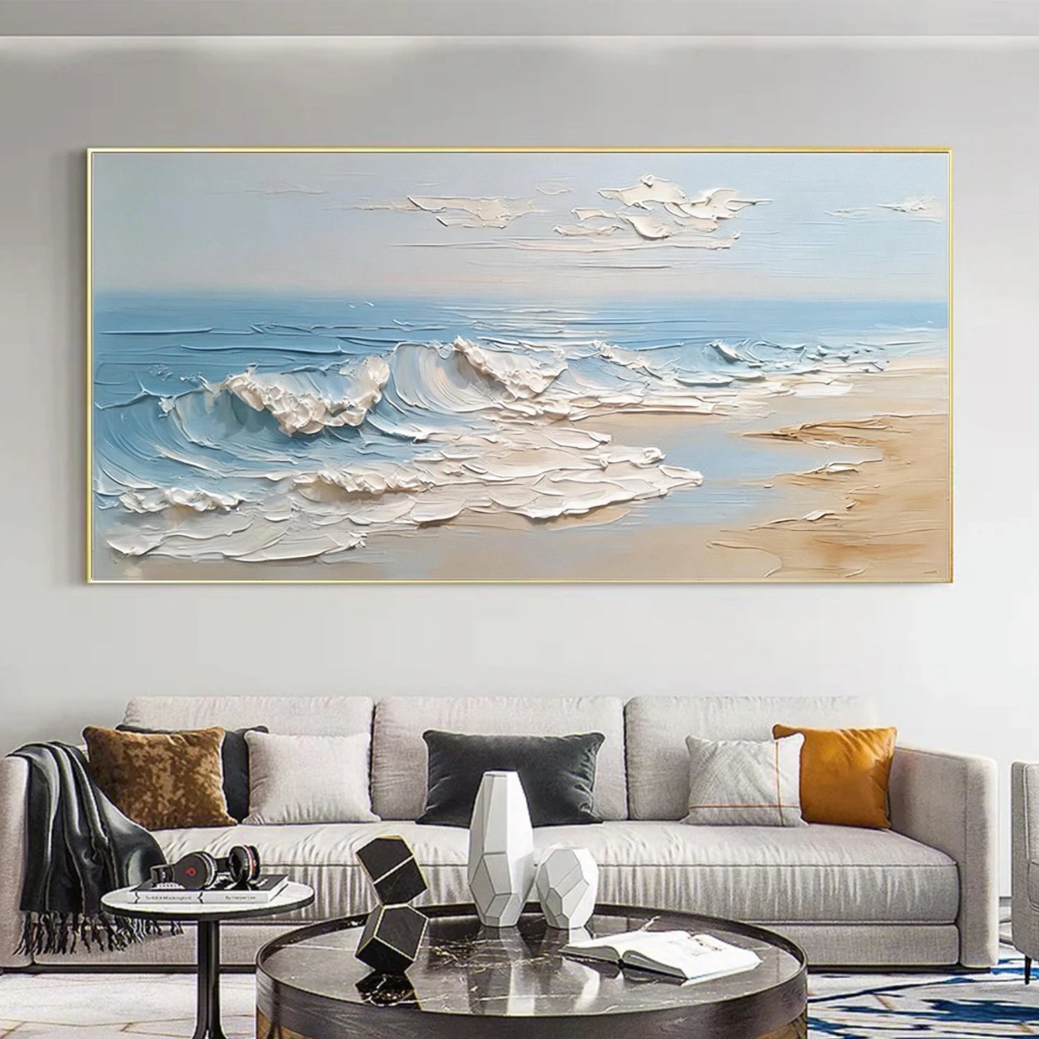 Abstract Ocean And Sky Textured Wall Art #OS057