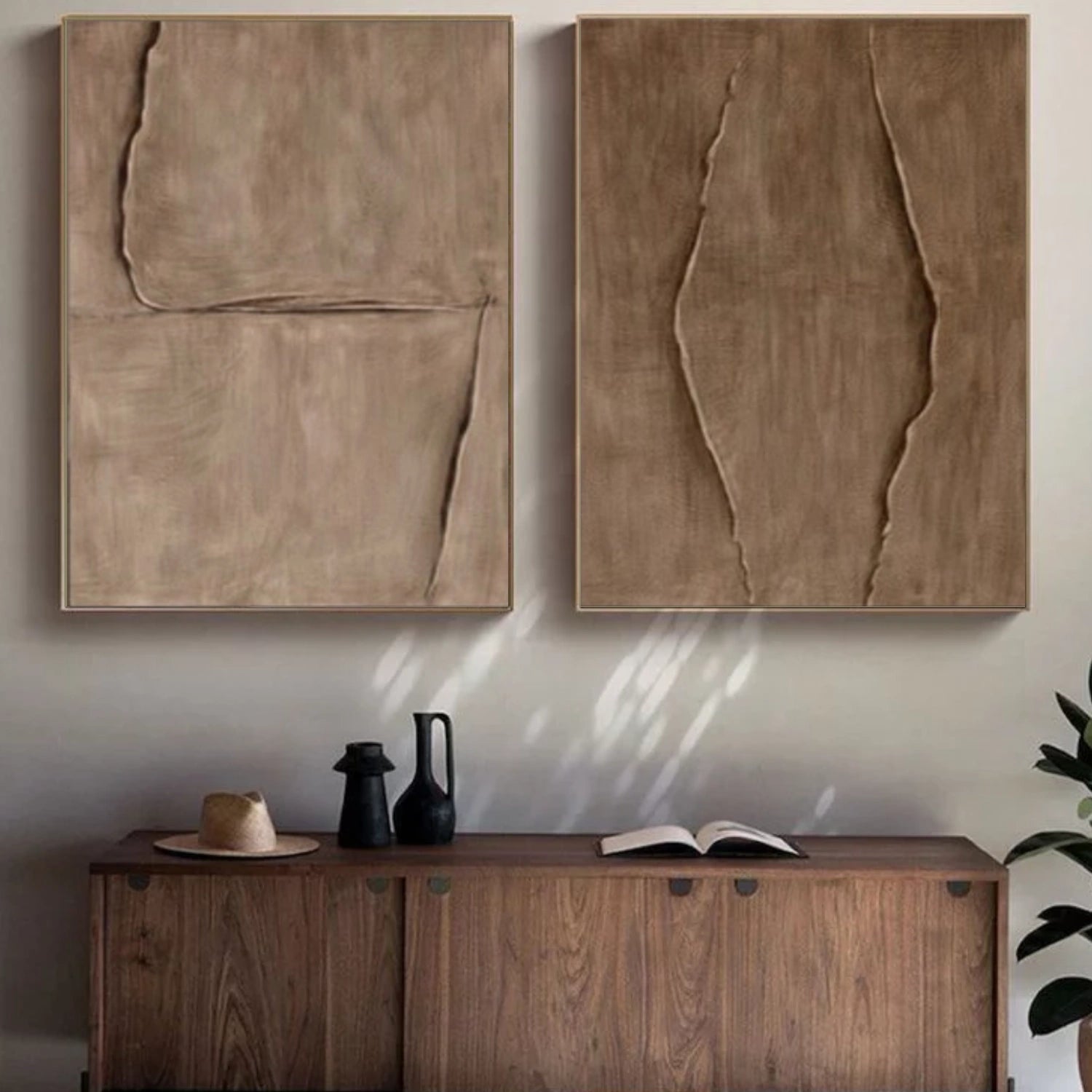 Brown Minimalist Textured Wall Art Set of 2 #MW034