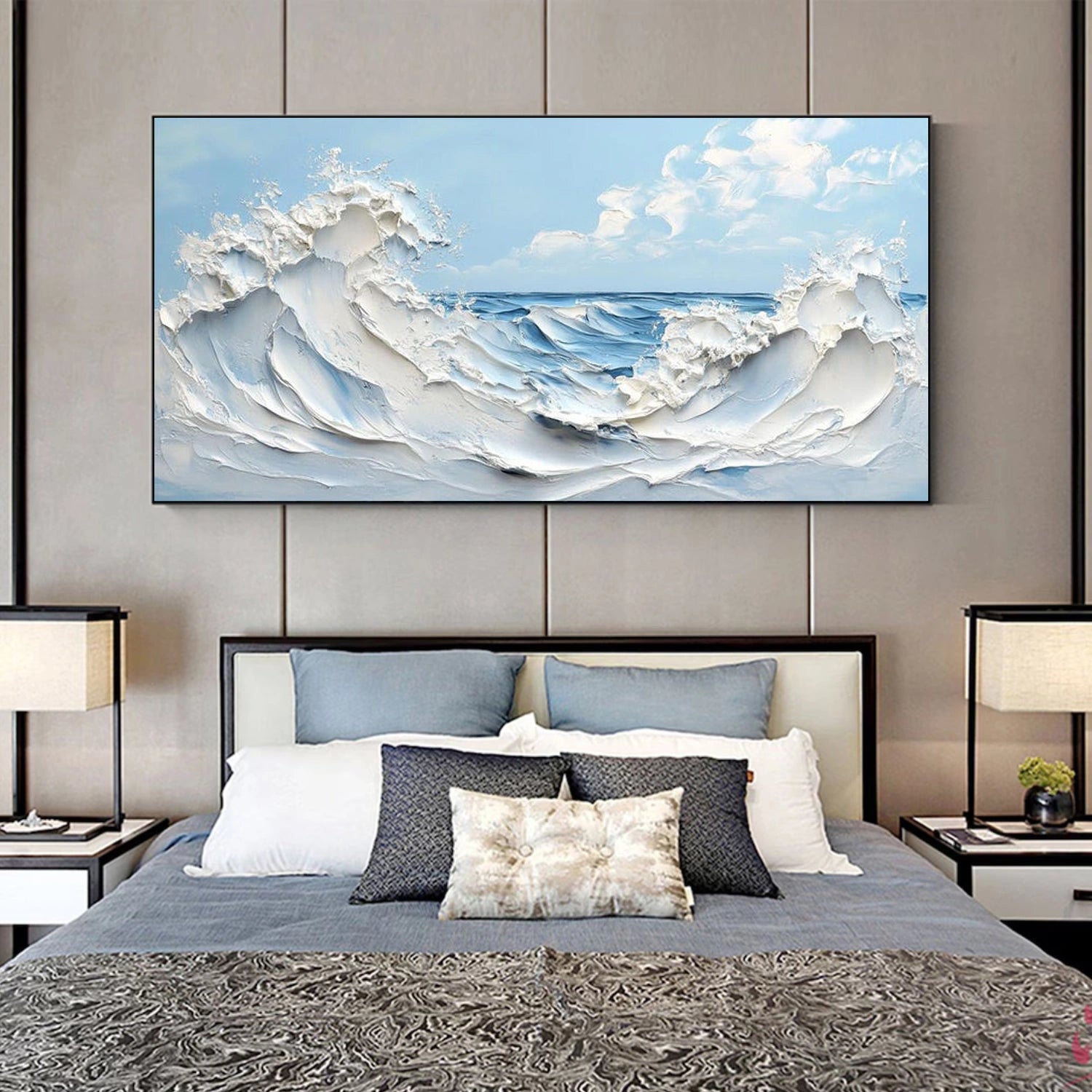 Abstract Ocean And Sky Textured Wall Art #OS053