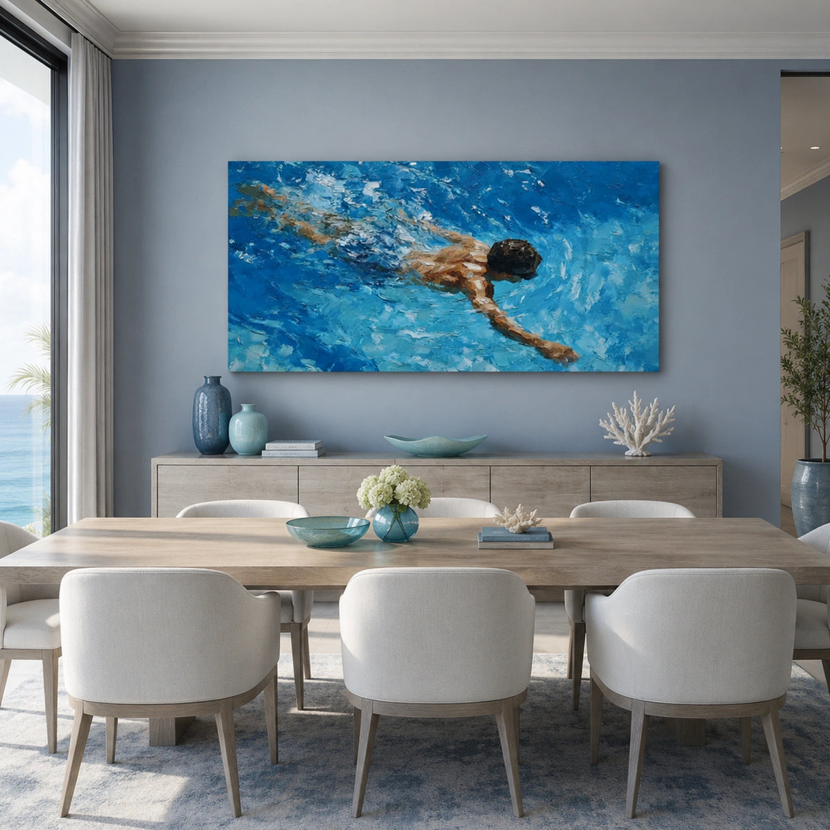 Swimming Sports Textured Wall Art #SC034