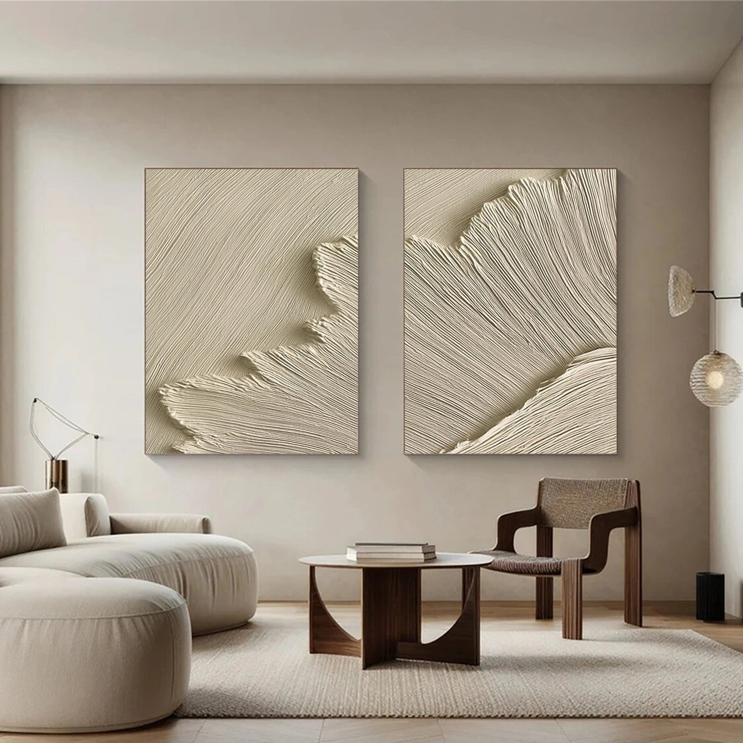 Beige Minimalist Textured Wall Art Set of 2 #MW027