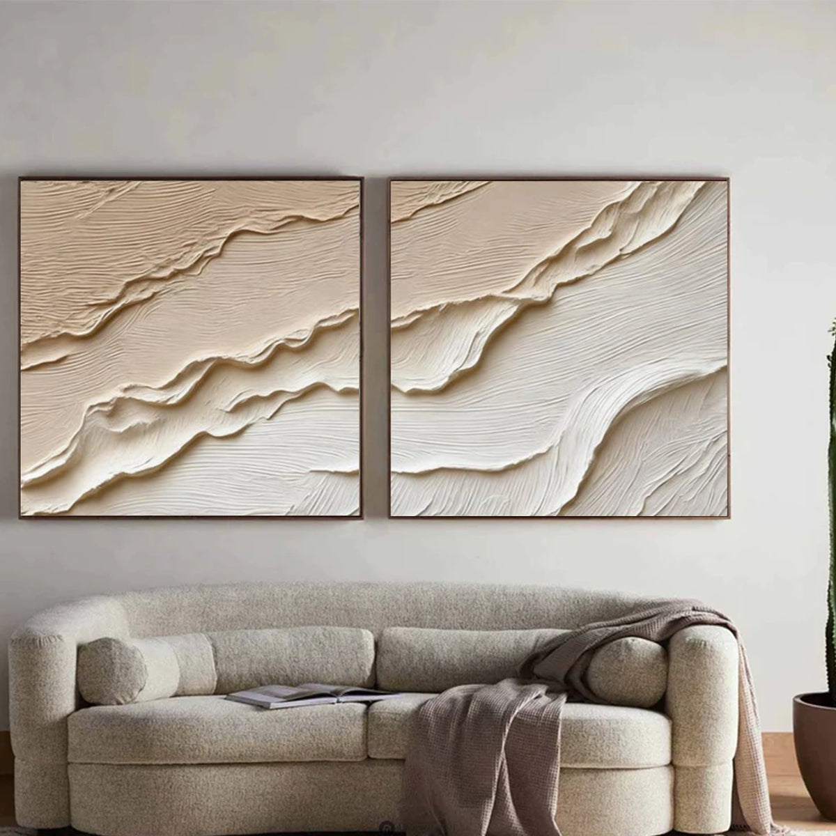Brown Minimalist Textured Wall Art Set of 2 #MW033
