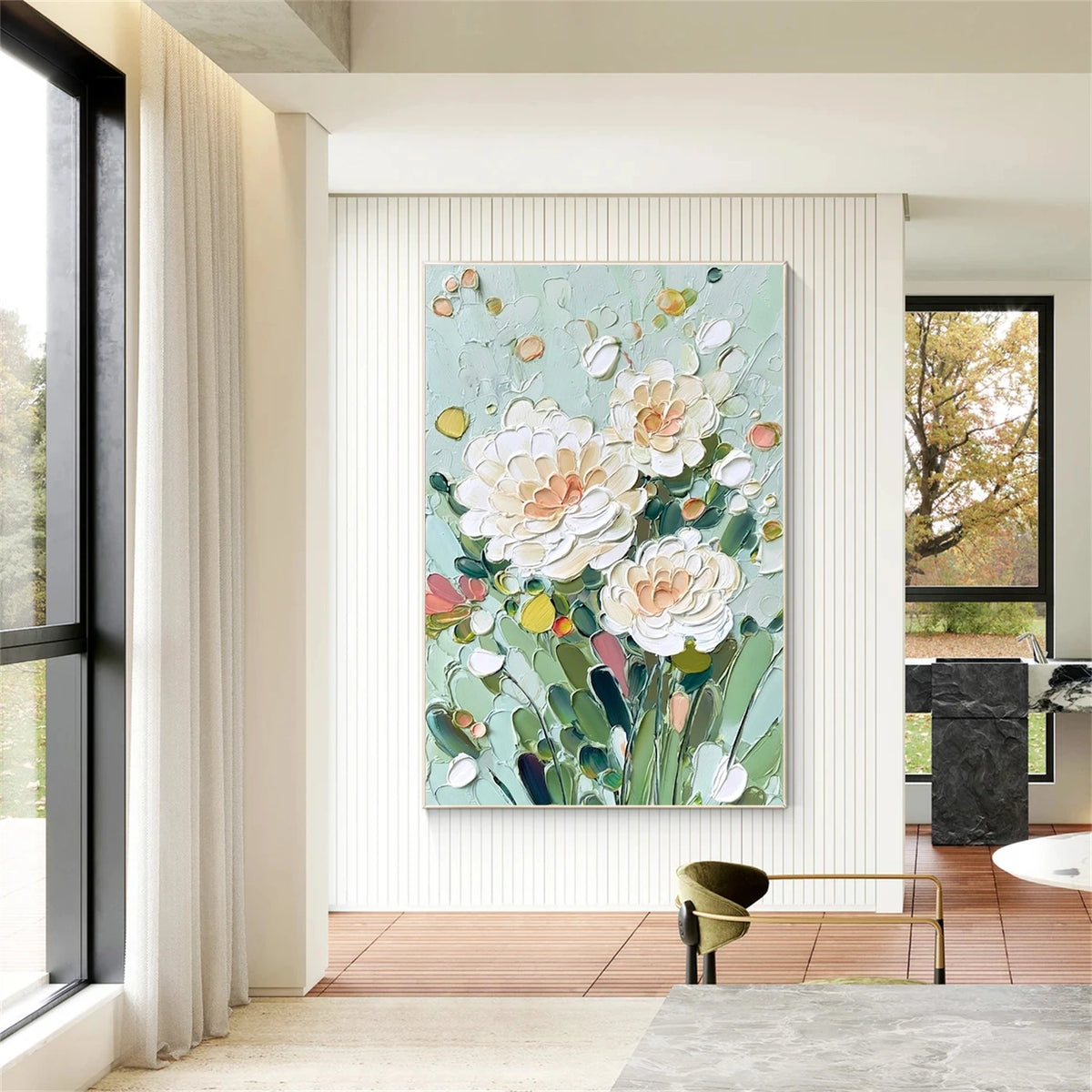 Abstract Flower And Tree Textured Wall Art #FT044