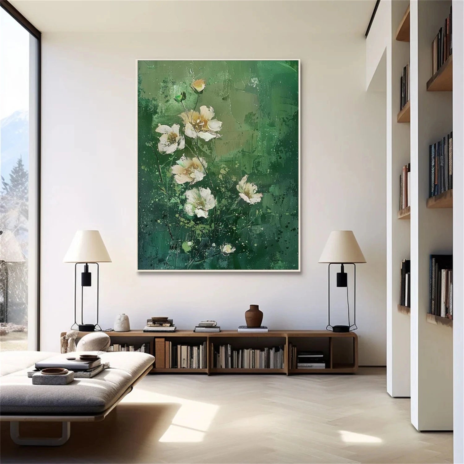 Green Abstract Flower And Tree Wall Art #FT004