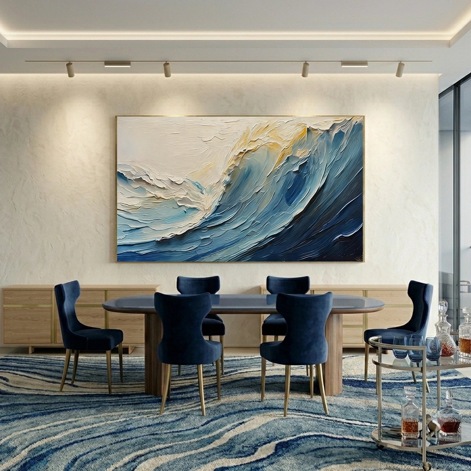 Abstract Ocean And Sky Textured Wall Art #OS060