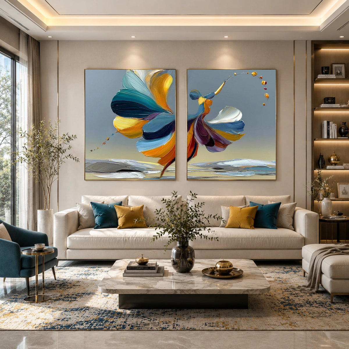 Abstract Portrait Textured Wall Art Set of 2 #LA031