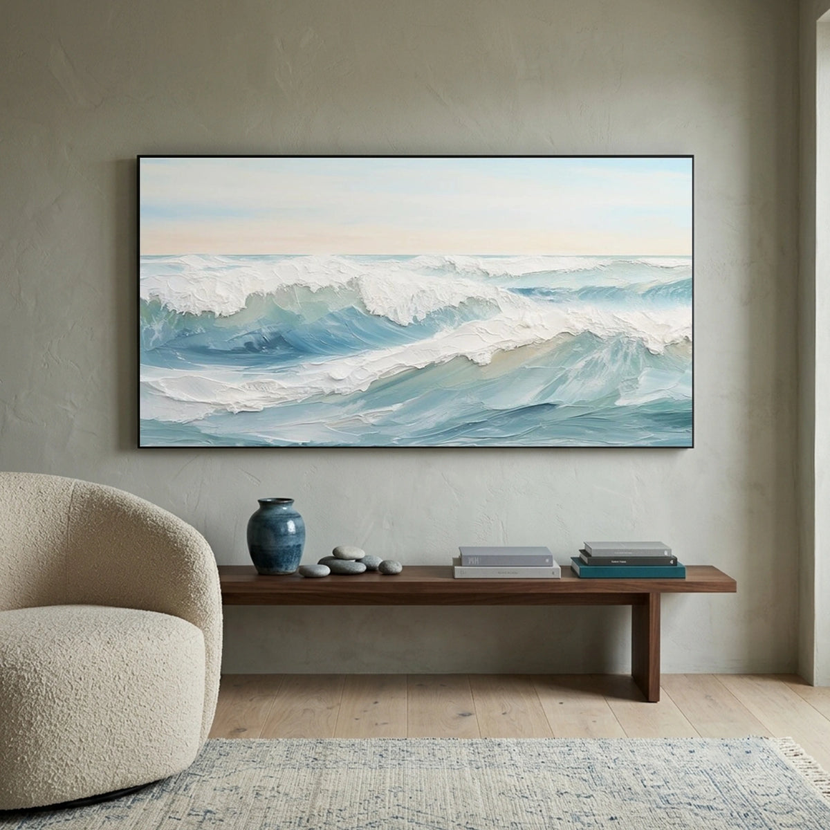 Abstract Ocean And Sky Textured Wall Art #OS063