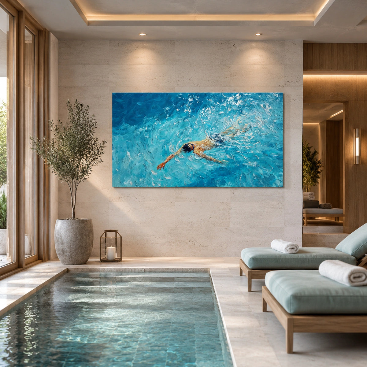 Swimming Sports Textured Wall Art #SC033