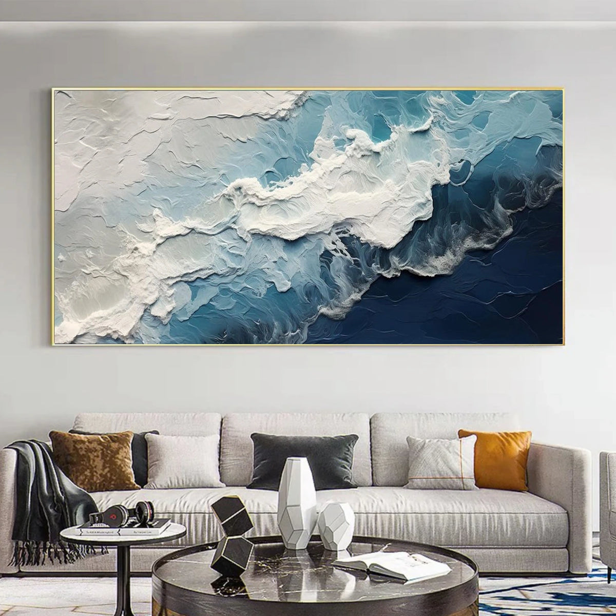Abstract Ocean And Sky Textured Wall Art #OS052