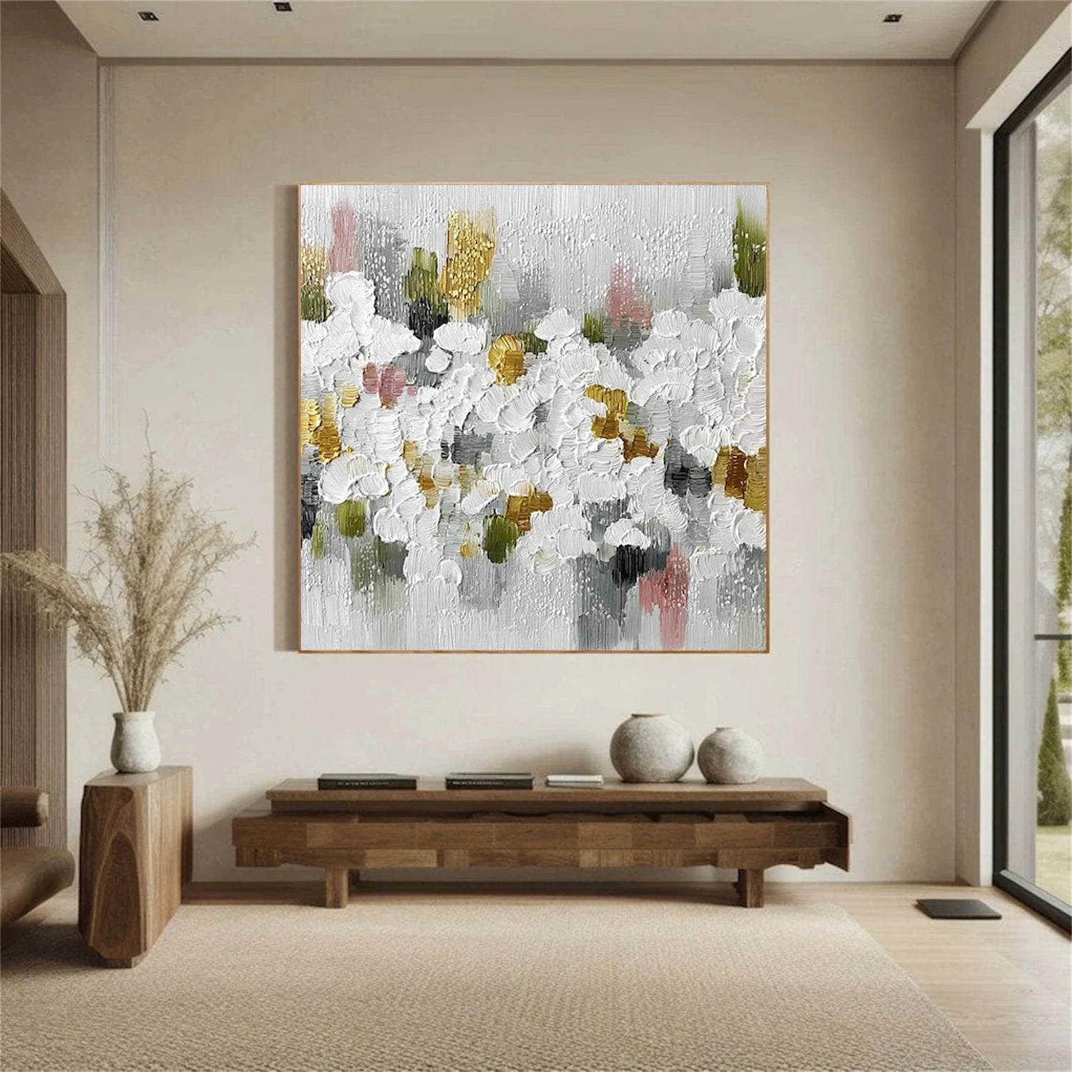 Abstract Flower And Tree Textured Wall Art #FT038