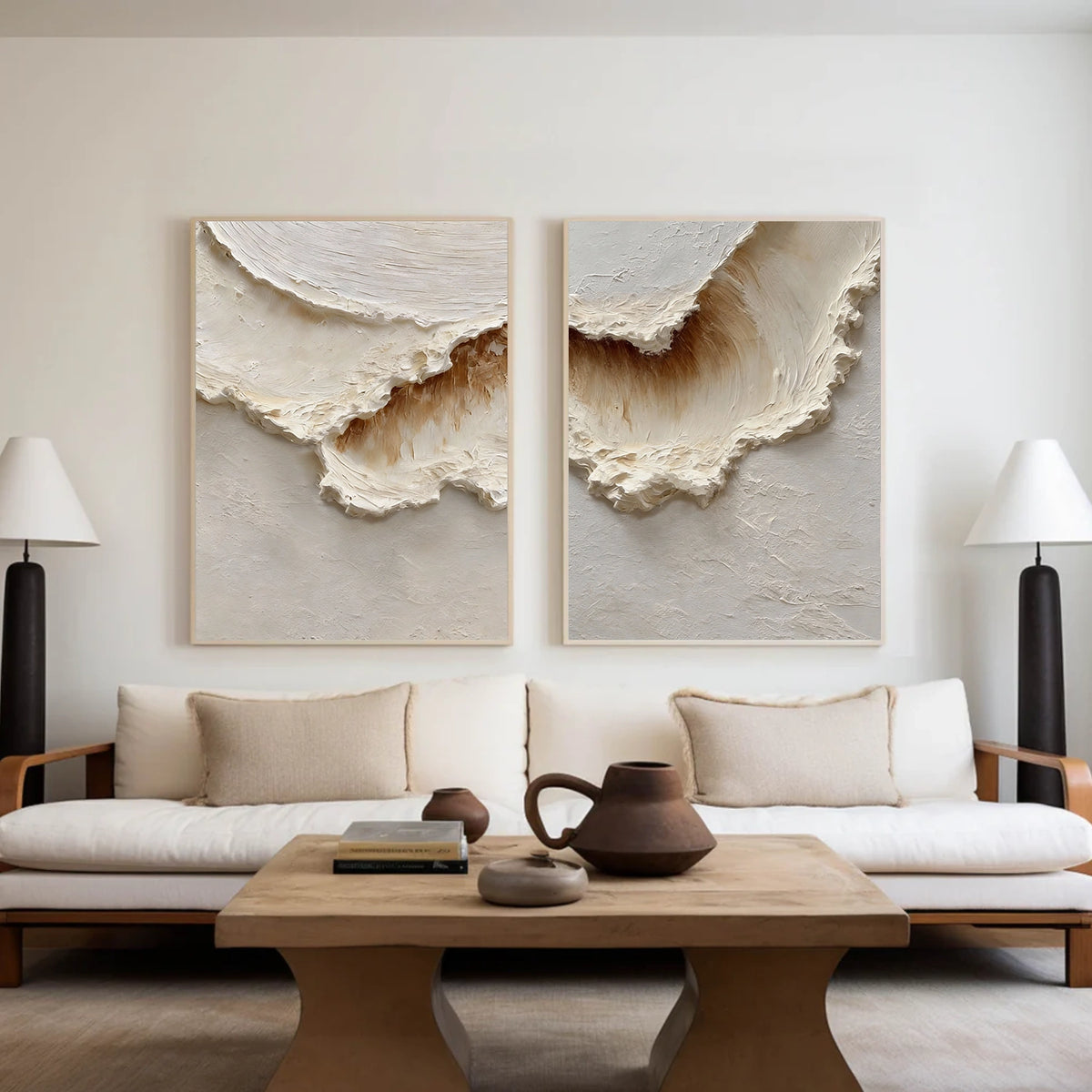 Abstract Ocean And Sky Textured Wall Art Set of 2 #OS129