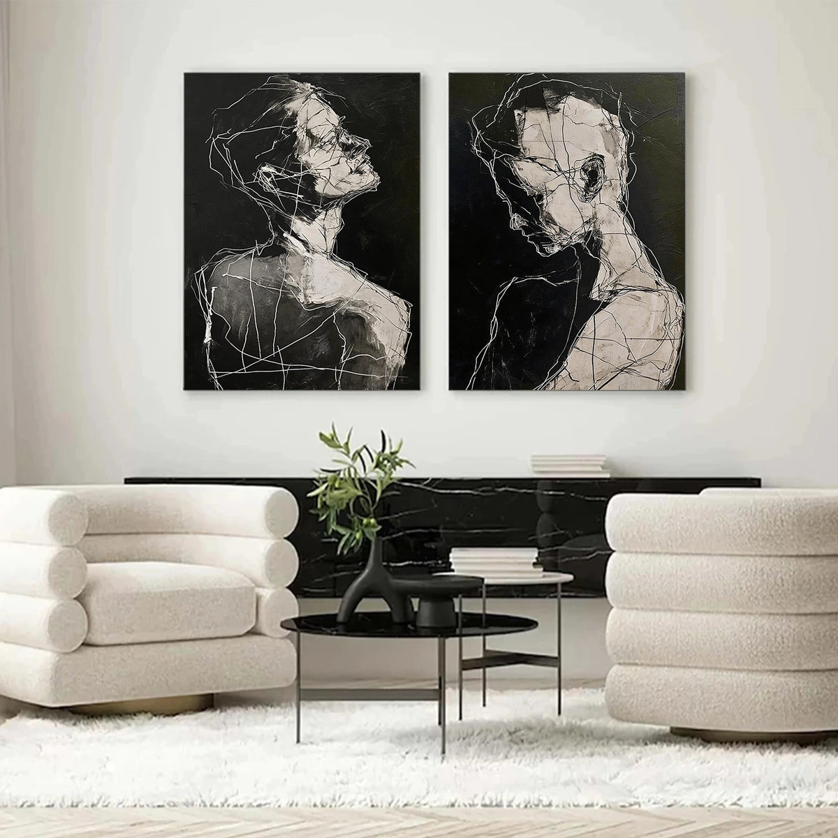 Abstract Portrait Wall Art Set of 2 #LA016