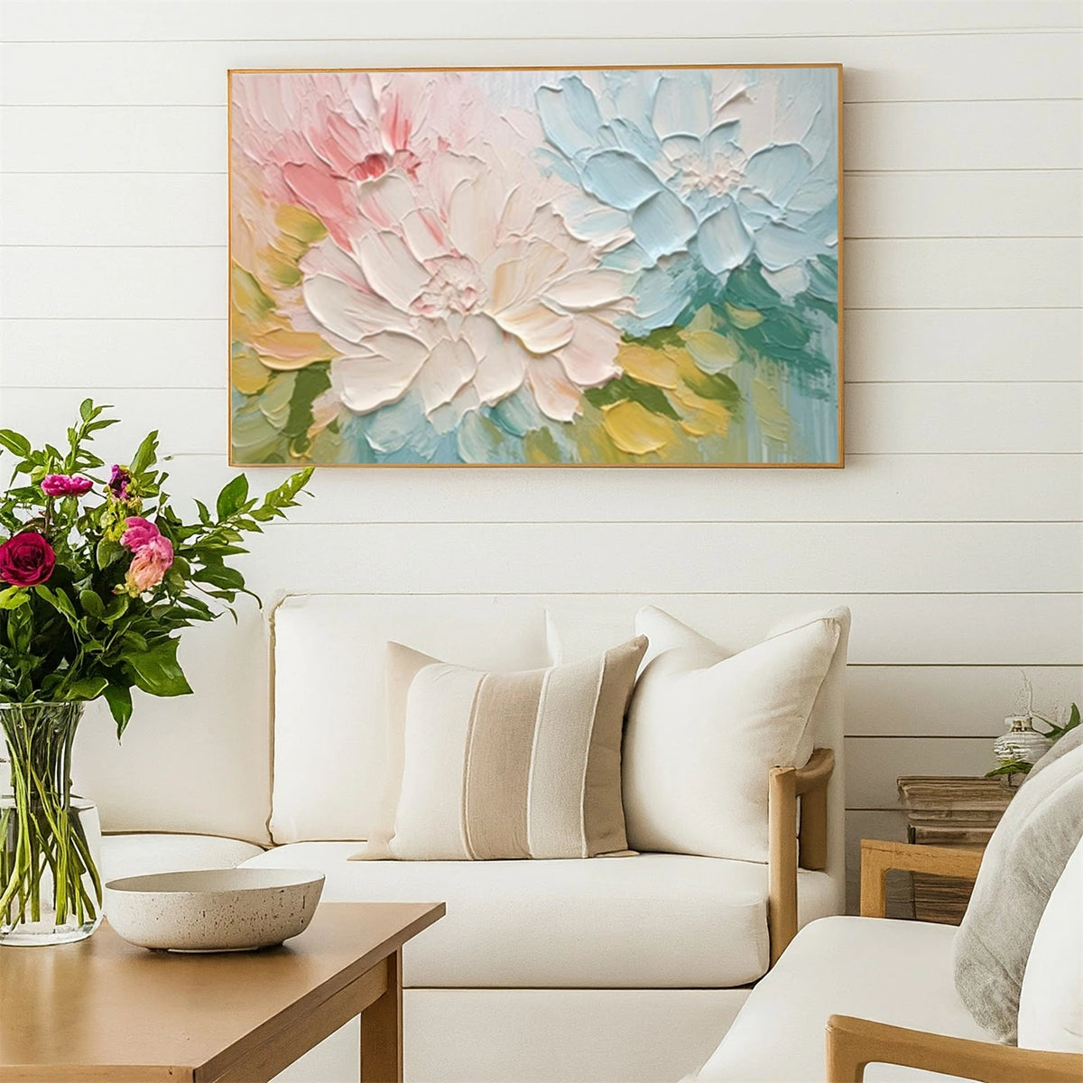 Colorful Abstract Flower And Tree Textured Wall Art #FT021
