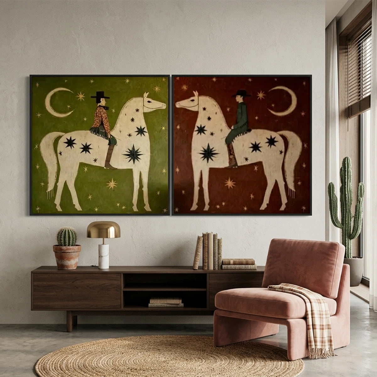 Western Cowboy Wall Art Square Set of 2 #AC062