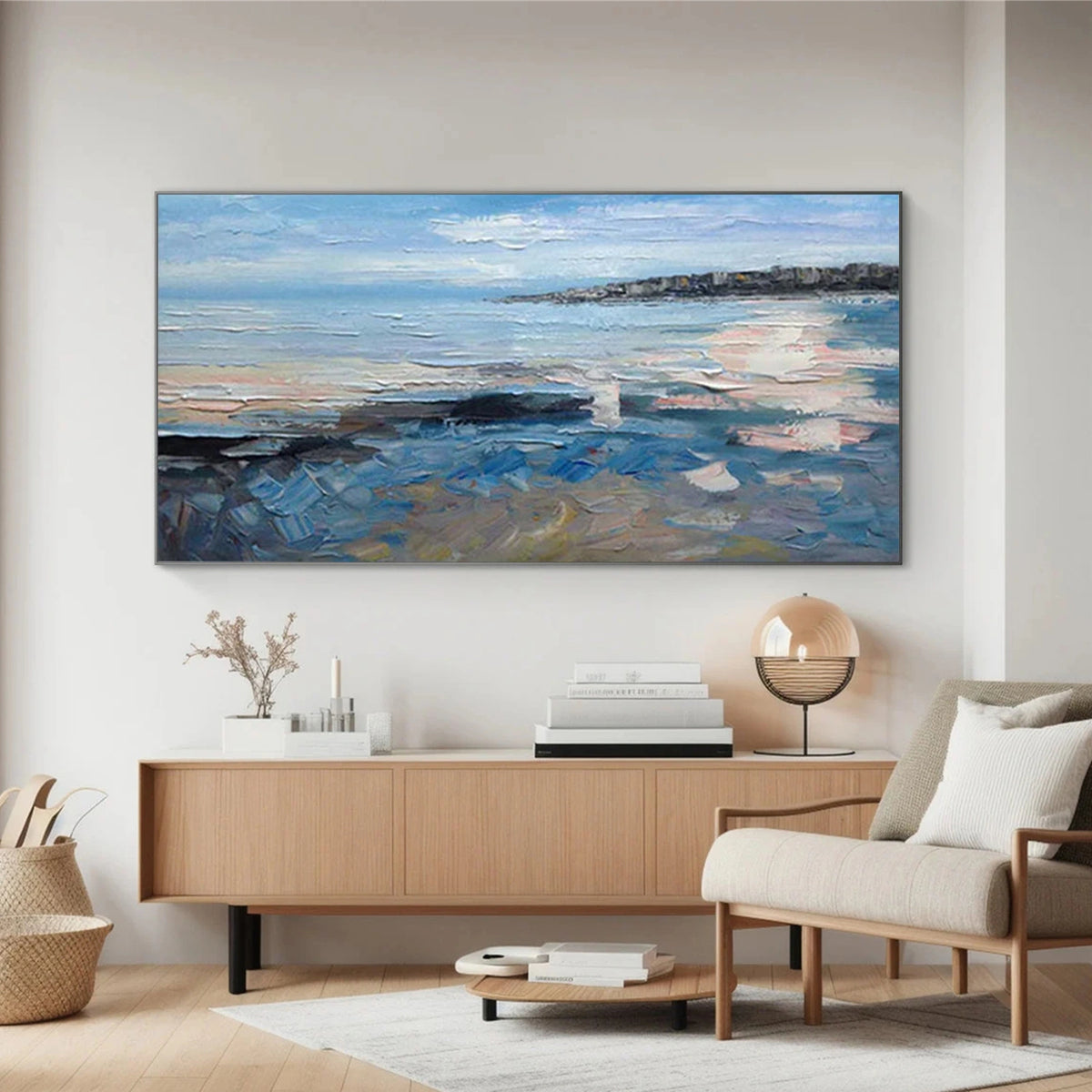 Abstract Ocean And Sky Textured Wall Art #OS059