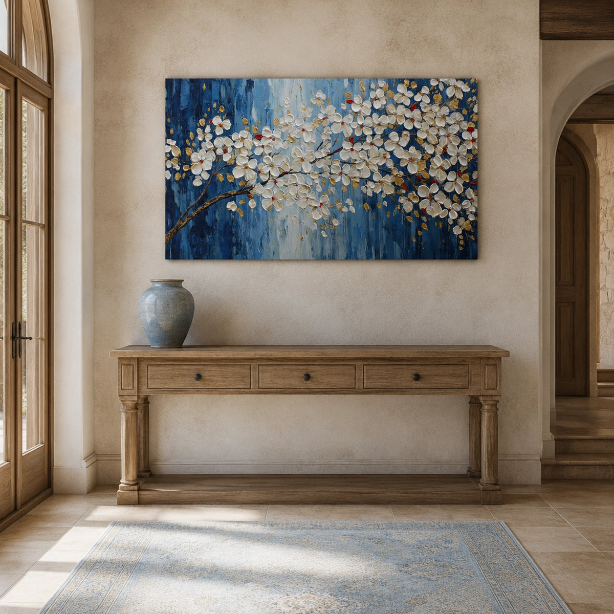Abstract Flower And Tree Textured Wall Art #FT056