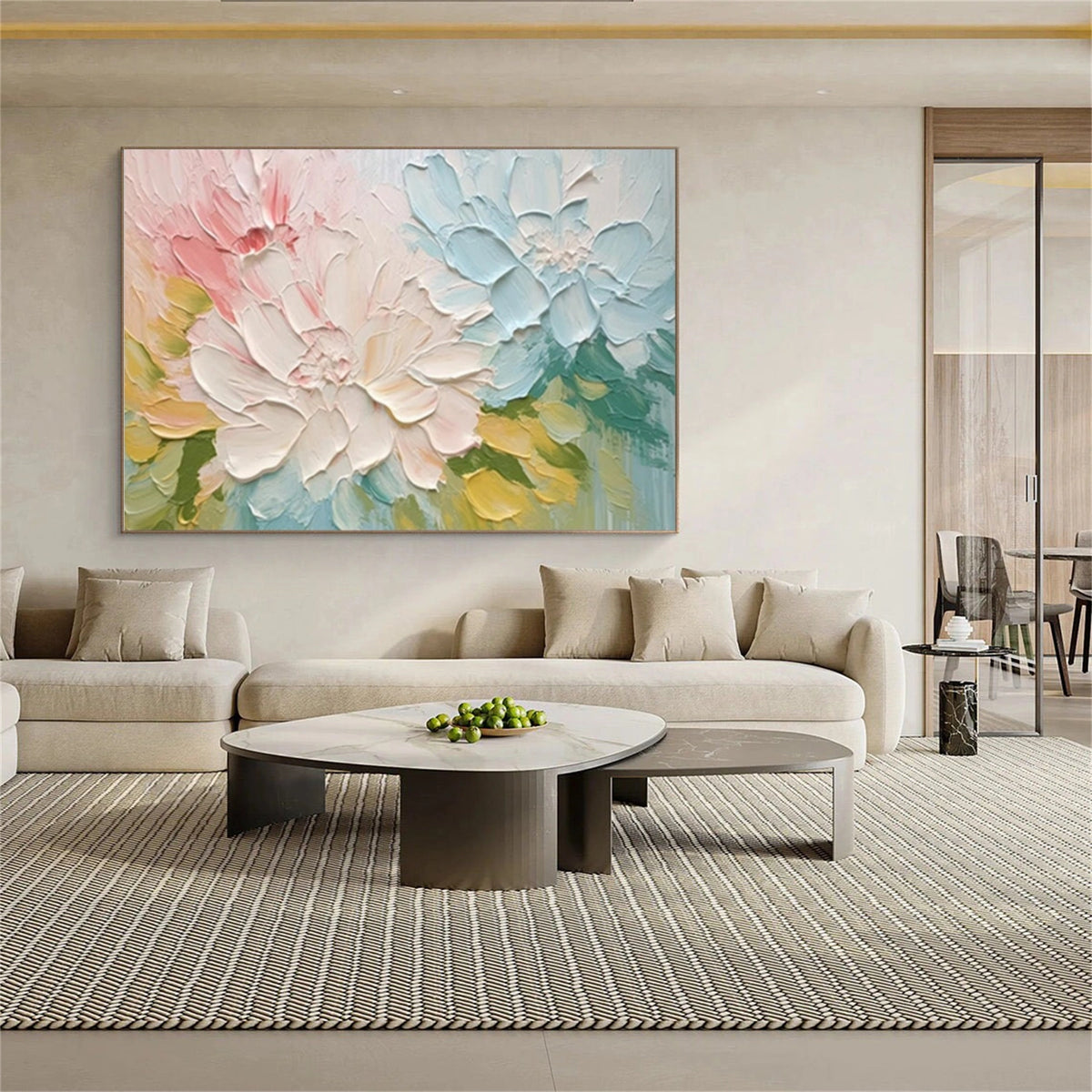 Colorful Abstract Flower And Tree Textured Wall Art #FT021