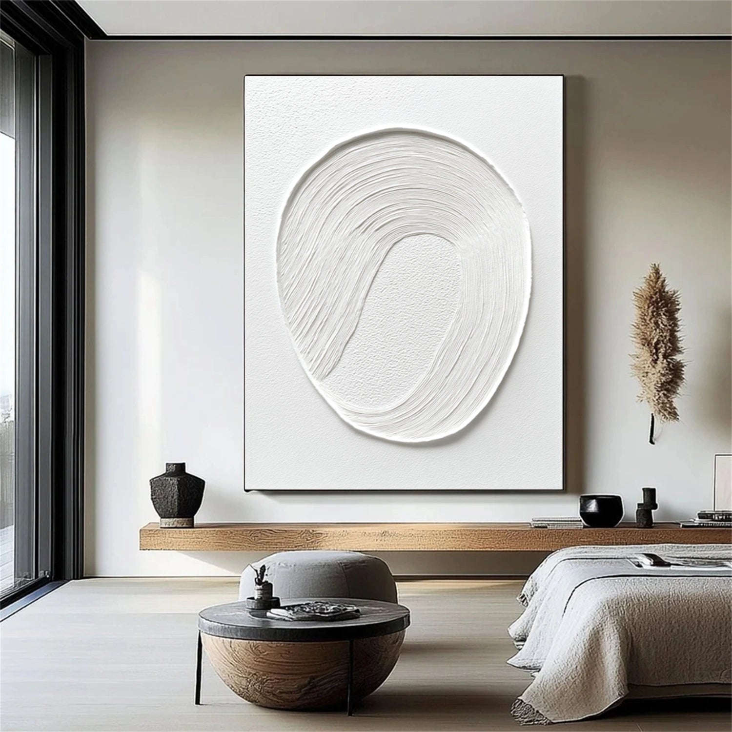 White Minimalist Textured Wall Art #MW014