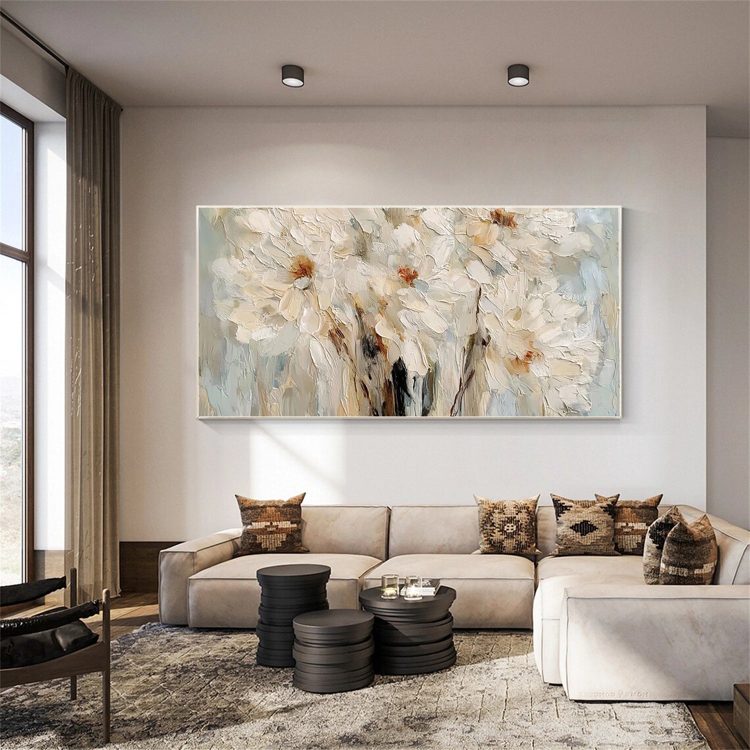 Abstract Flower And Tree Textured Wall Art #FT023